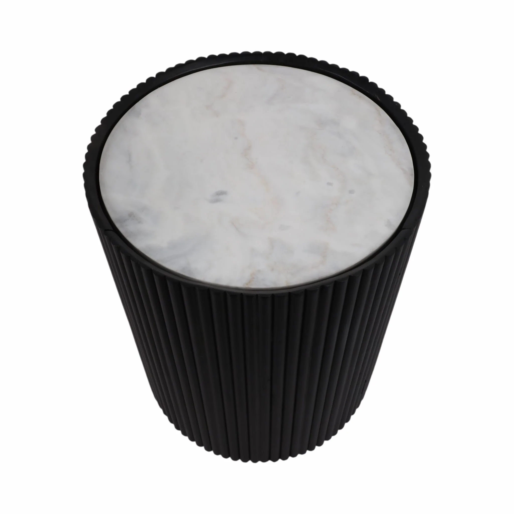 20" Storage Accent Table Marble Top, White/black - Image 8
