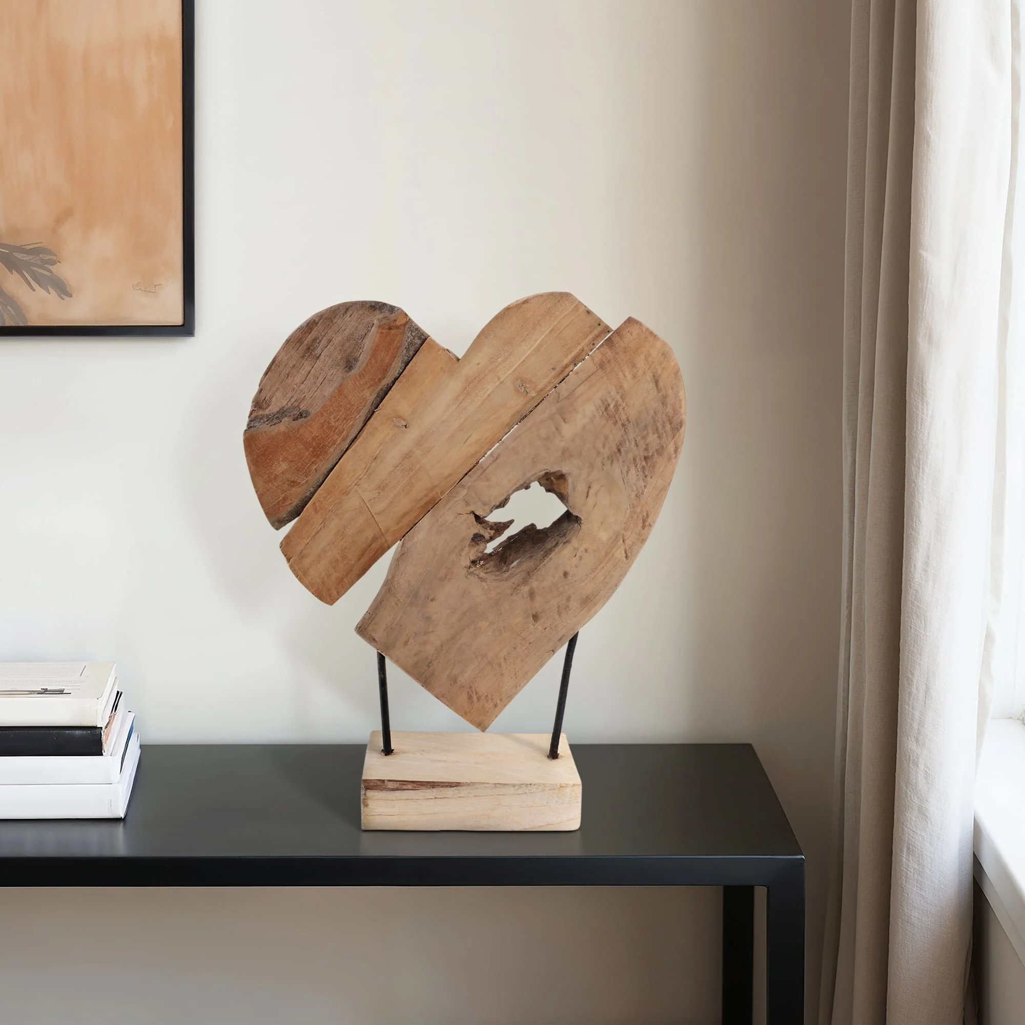 20" Teak Root Heart On Stand, Natural - Image 9