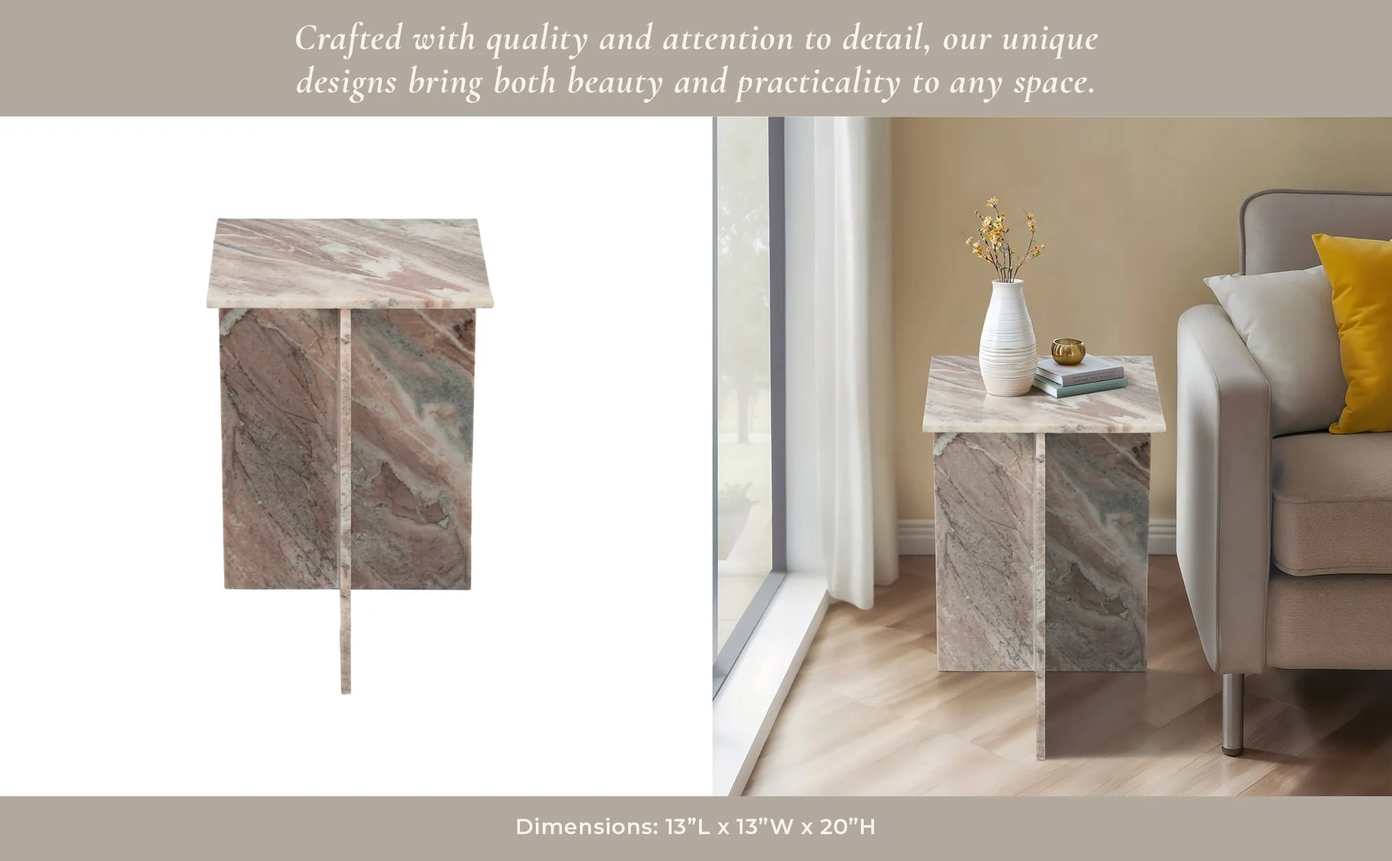 20" Torrento Marble Accent Table, Brown - Image 11