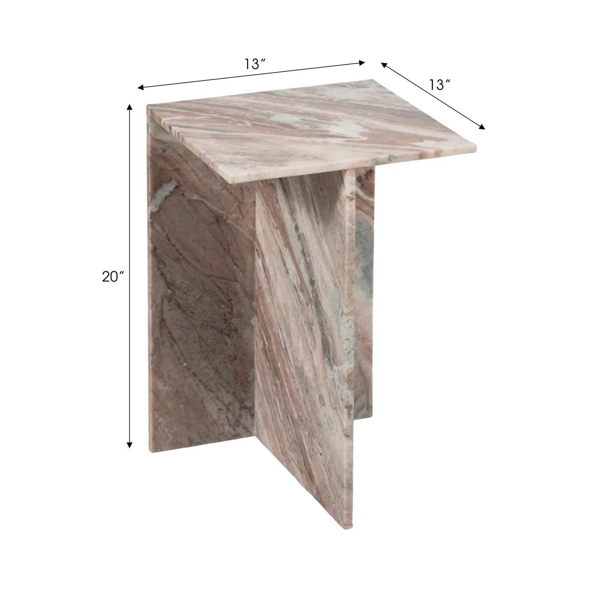 20" Torrento Marble Accent Table, Brown - Image 7