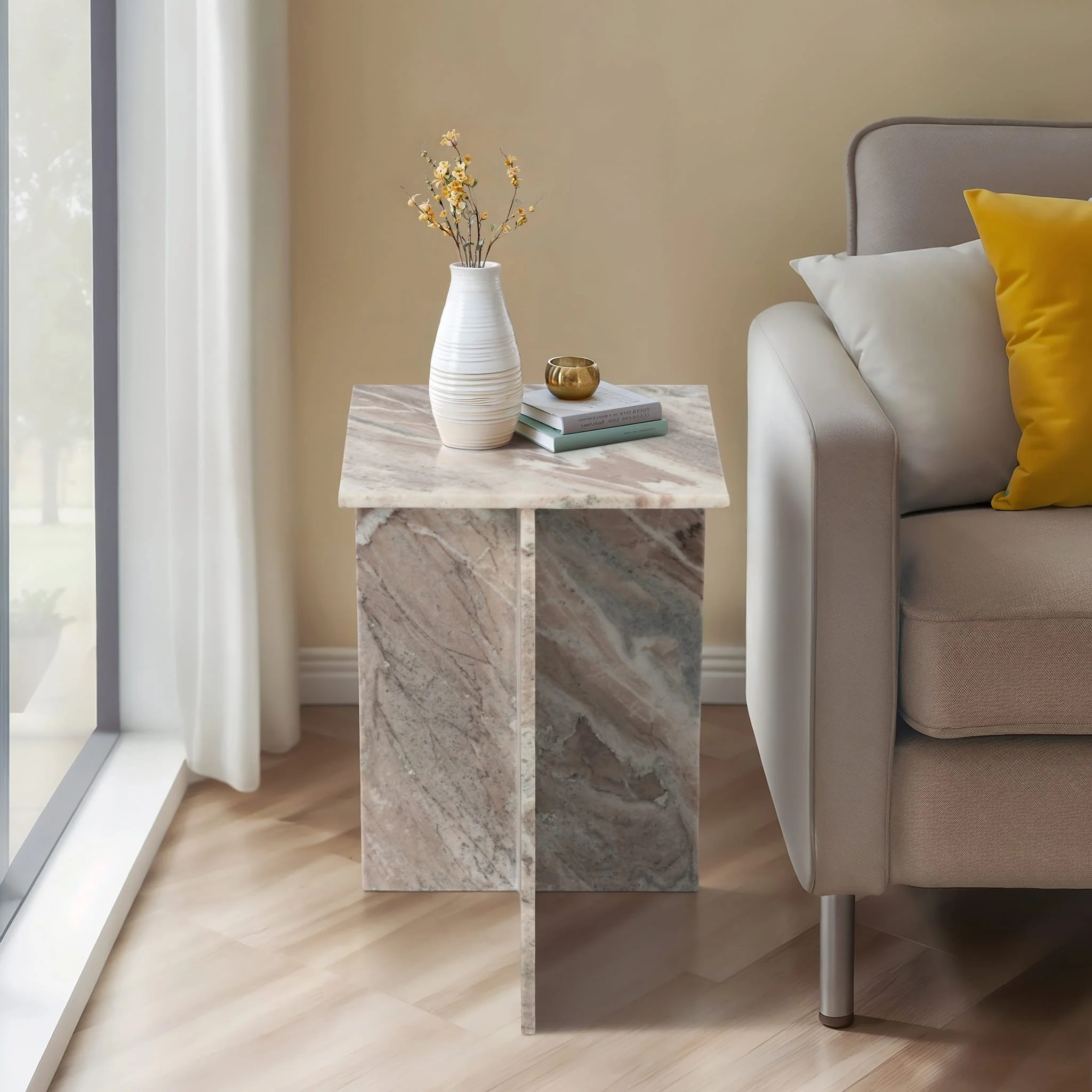 20" Torrento Marble Accent Table, Brown - Image 9