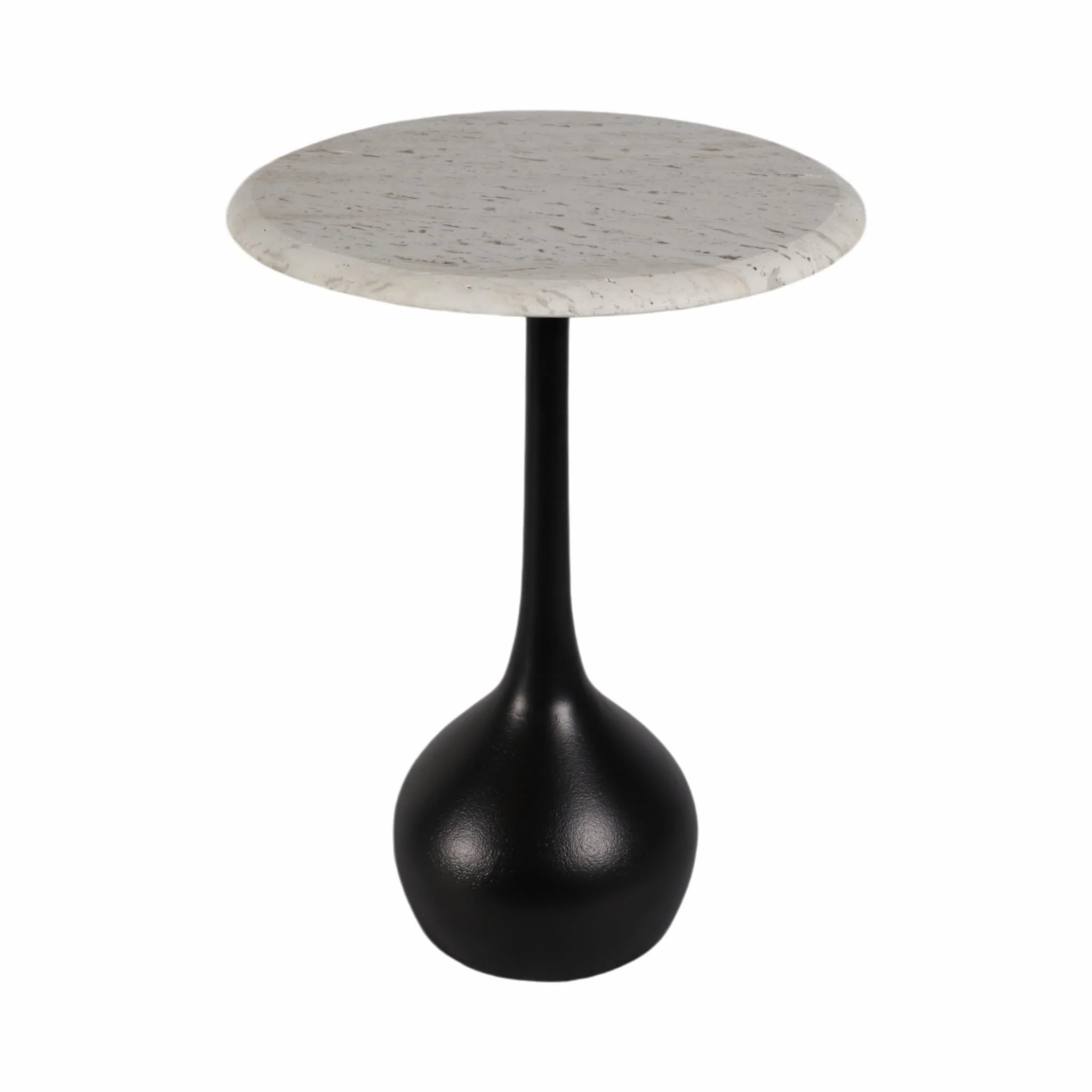 20" Travertine Accent Table Ball Base, Wht/blk - Image 2