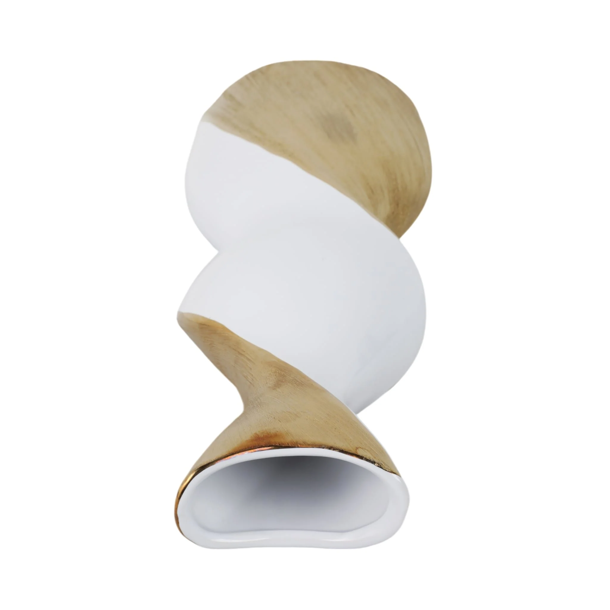 20" Twisted Vase, White/gold - Image 6