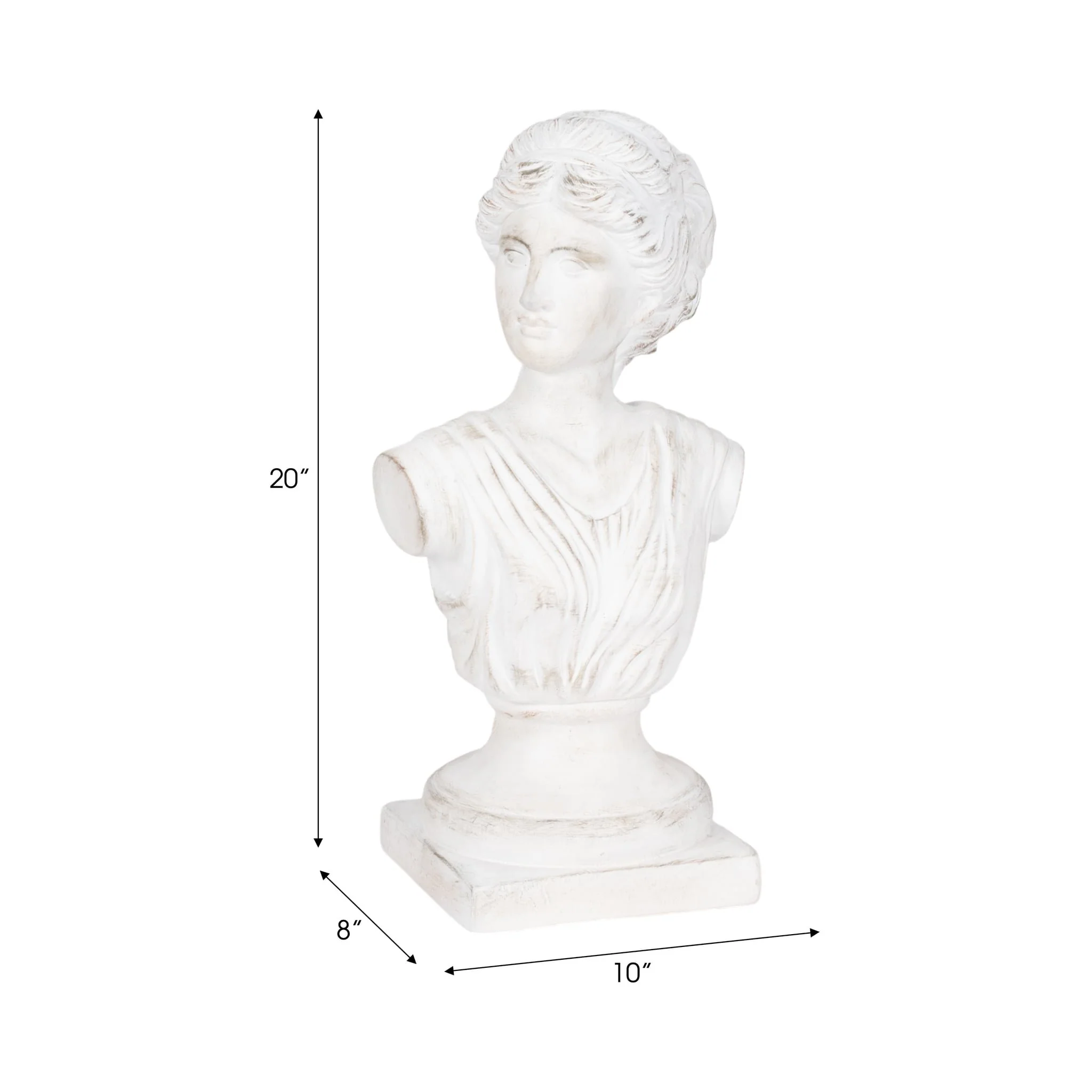20" Venus Bust Distressed Resin, White - Image 8