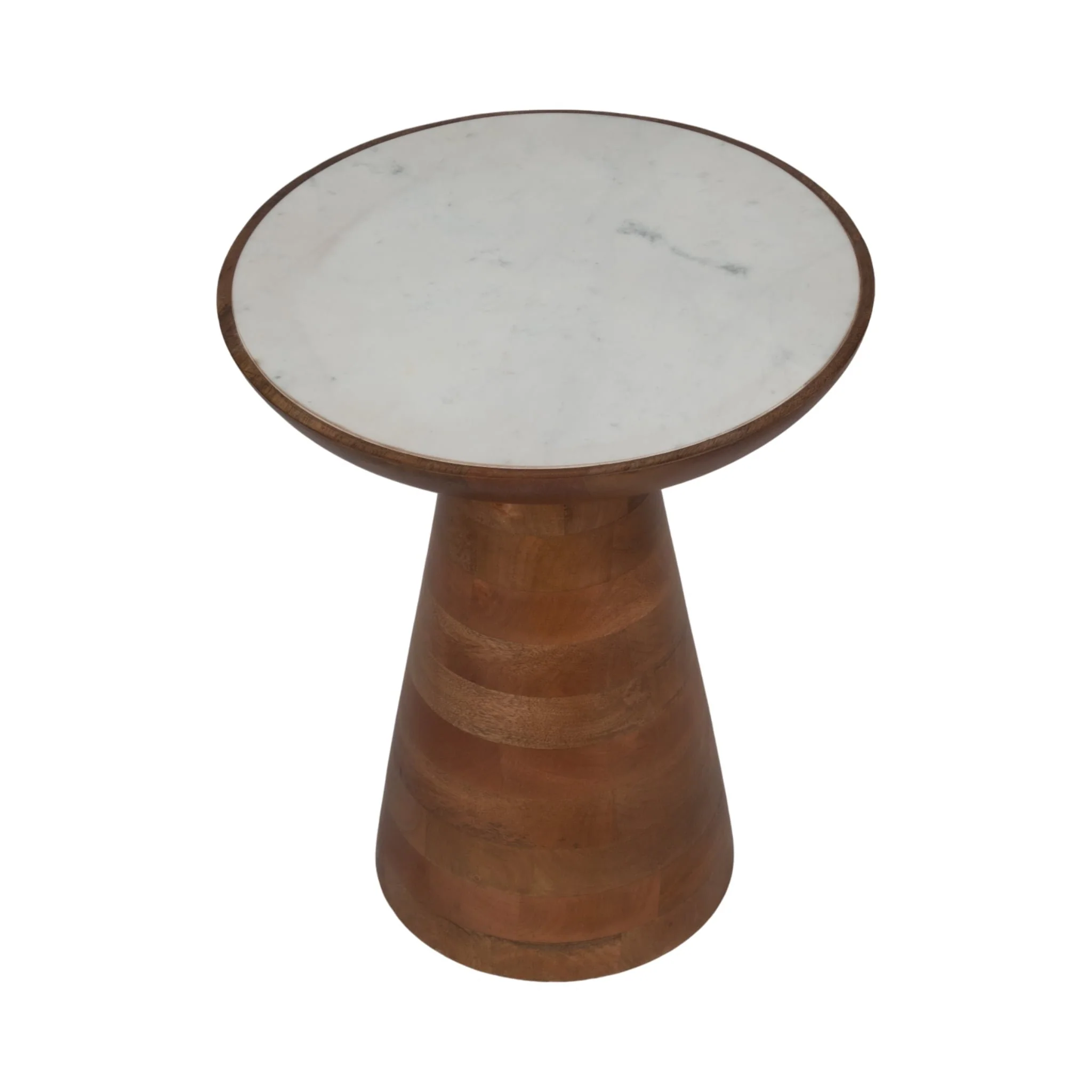 20" Wood Accent Table Marble Top, Natural/white - Image 3