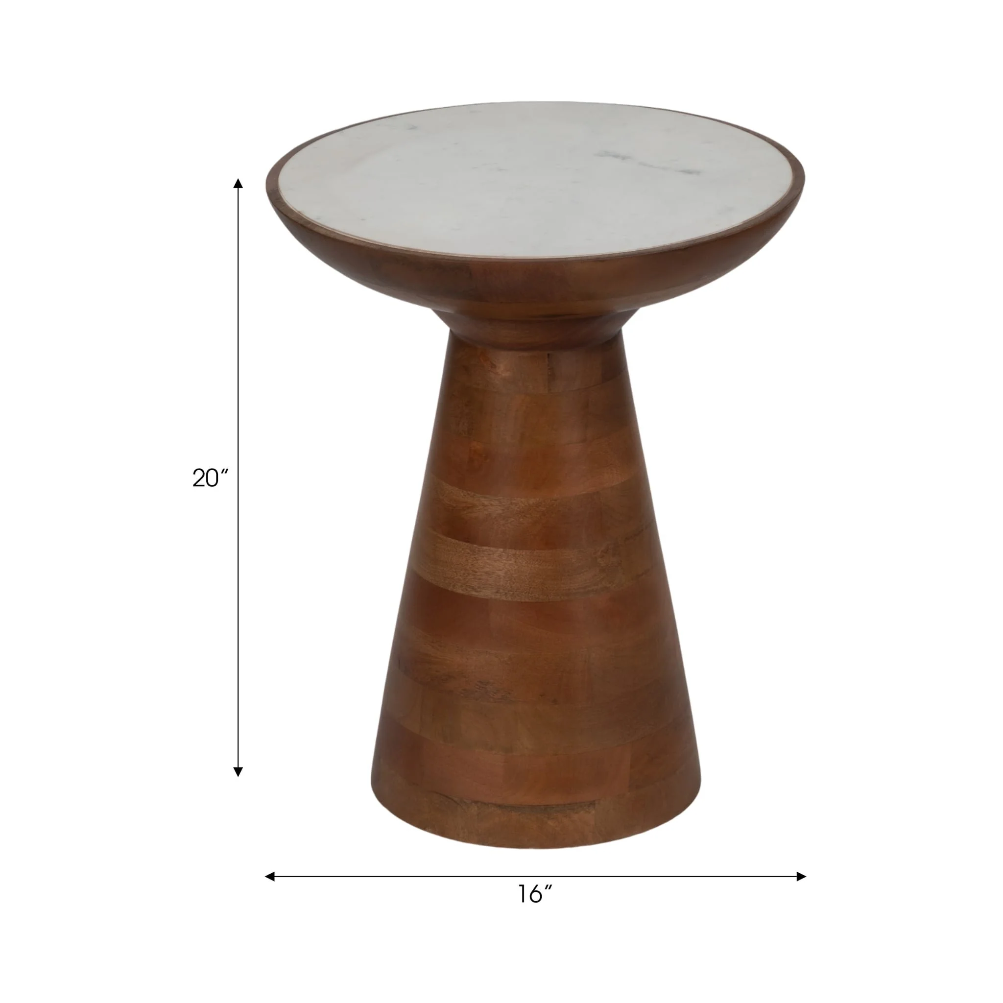20" Wood Accent Table Marble Top, Natural/white - Image 7