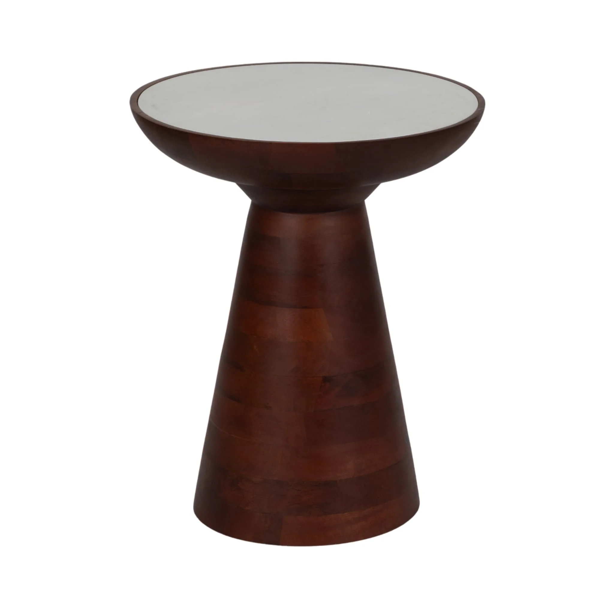 20" Wood Accent Table Marble Top, Walnut/white - Image 2