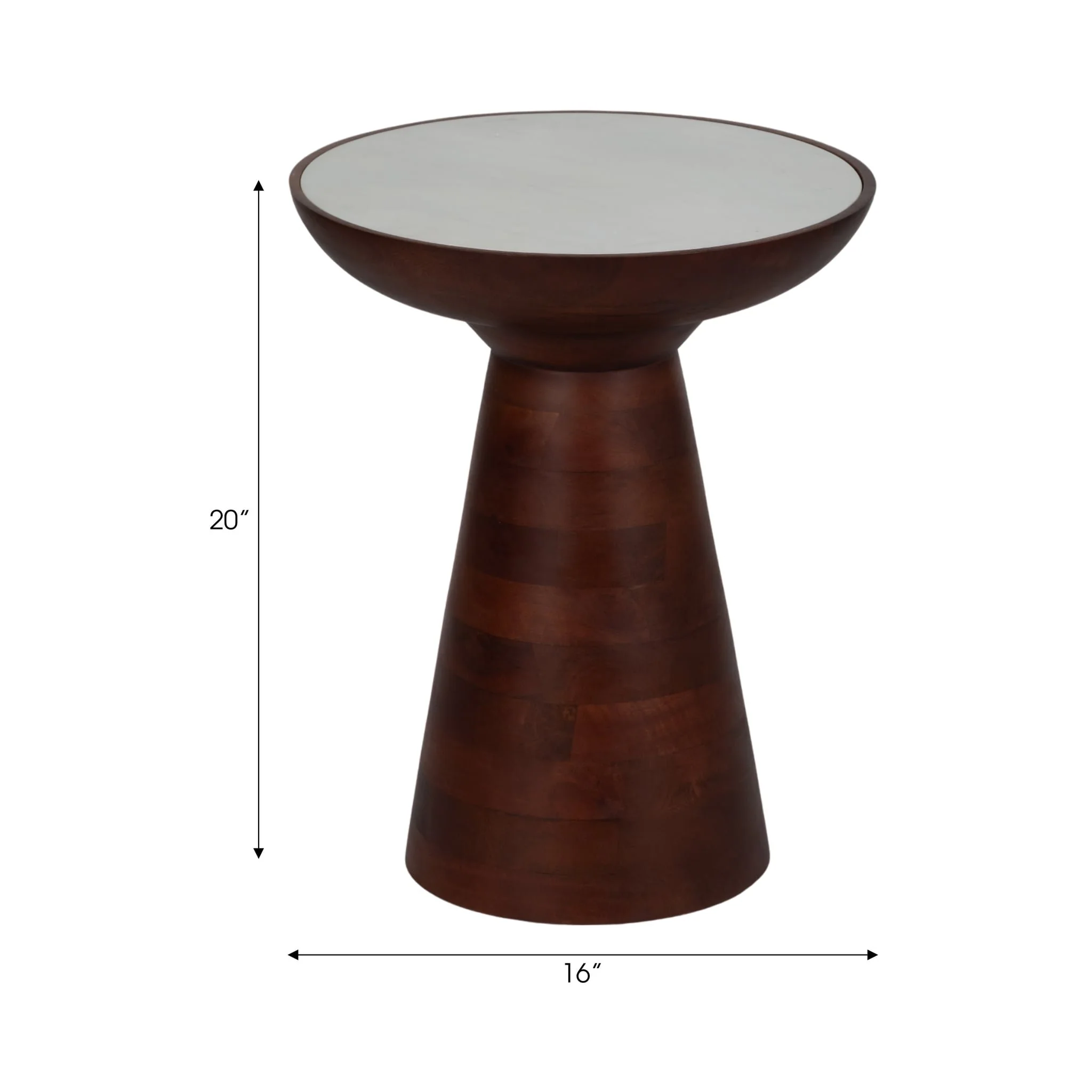 20" Wood Accent Table Marble Top, Walnut/white - Image 7