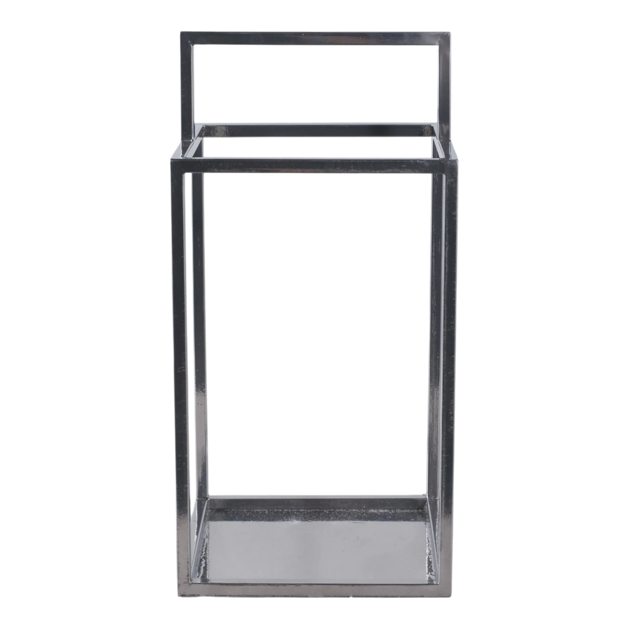 20x10" Squared Lantern With Handle, Silver - Image 4