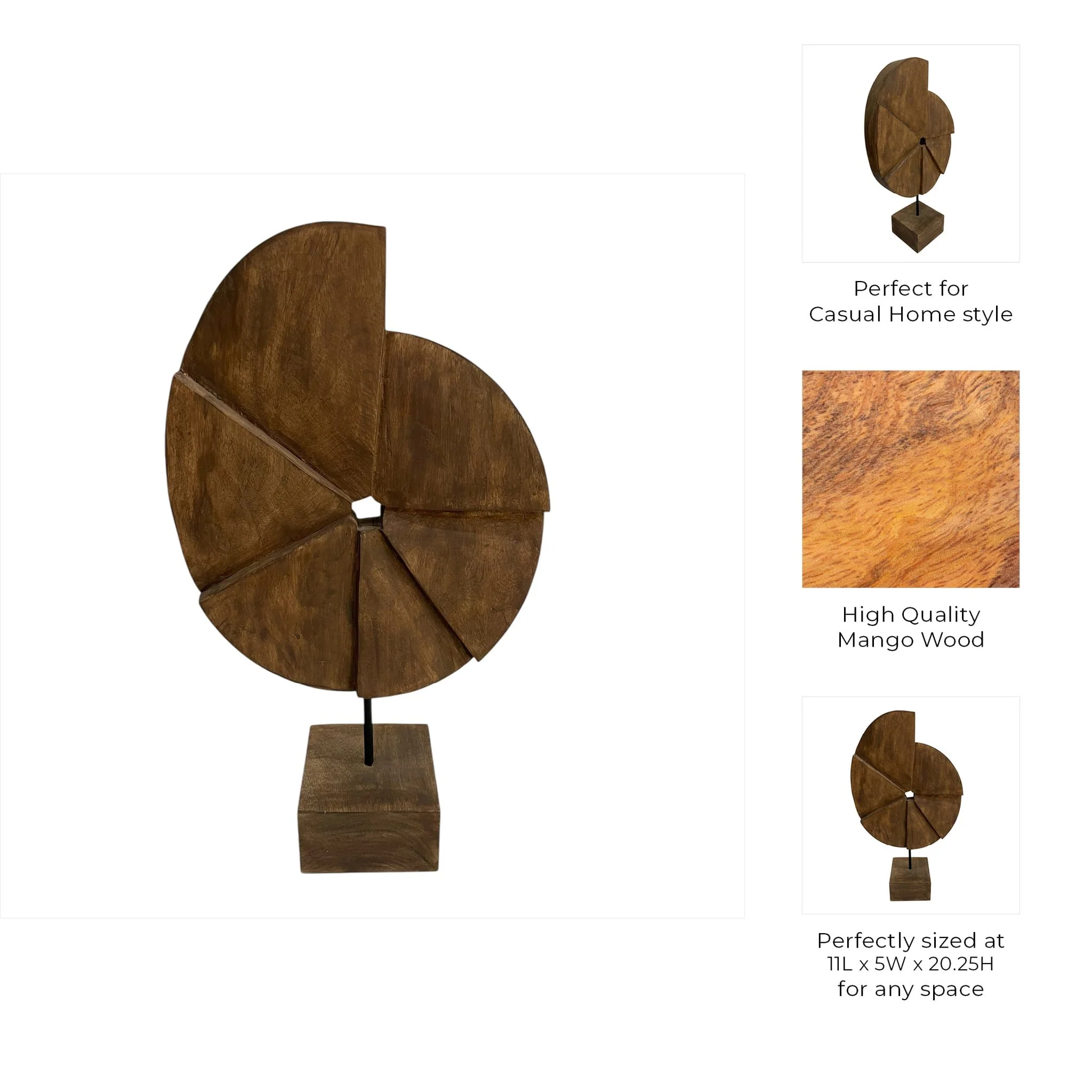 20x11" Abstract Shell On Base, Brown - Image 3