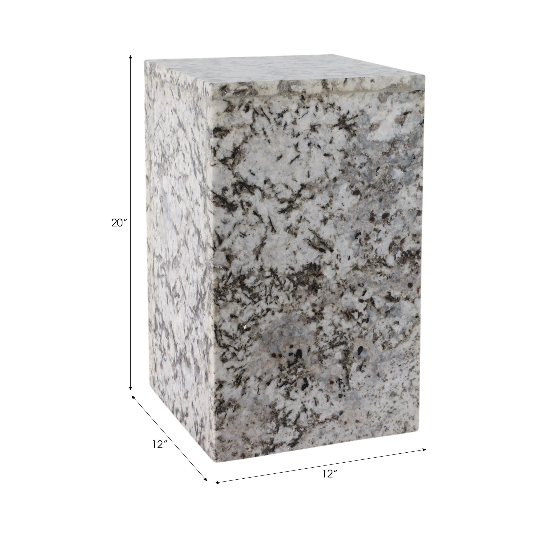 20x12" Marble Pedestal Accent Table, White/black - Image 9