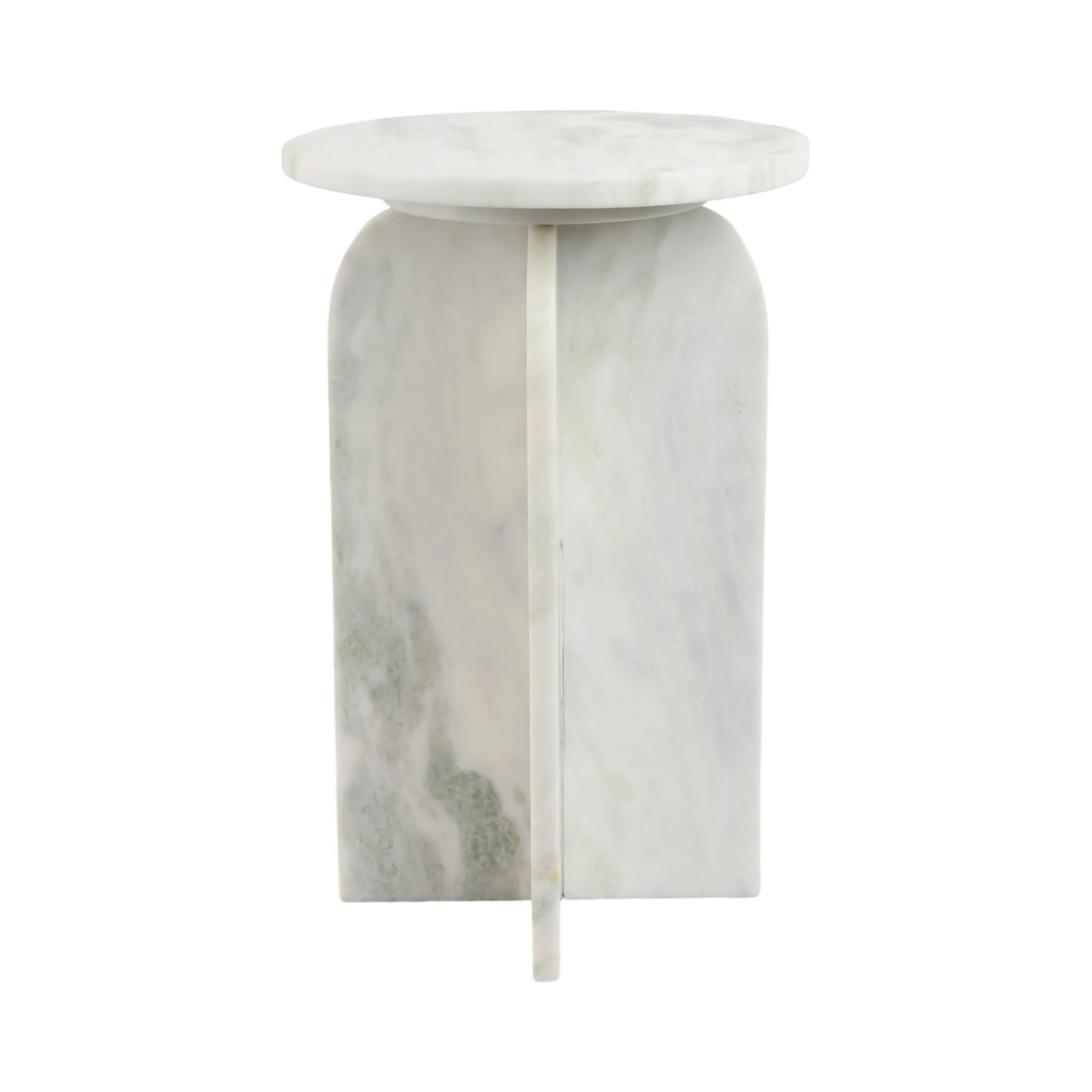 20x13" Round Marble Accent Table, Light Green Kd - Image 3