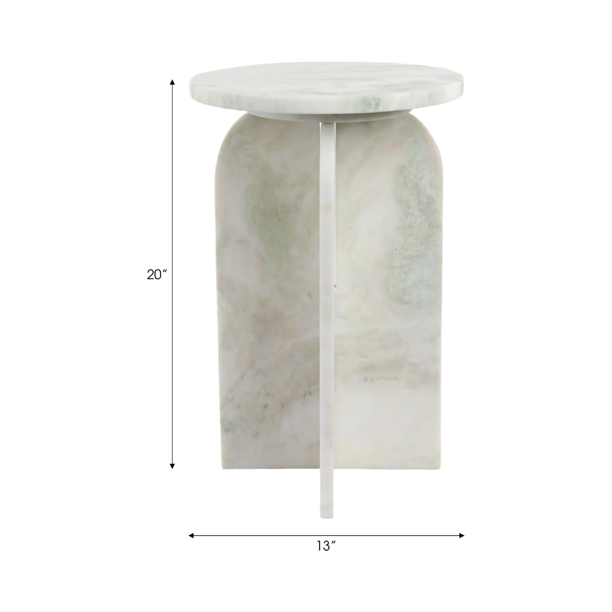 20x13" Round Marble Accent Table, Light Green Kd - Image 9