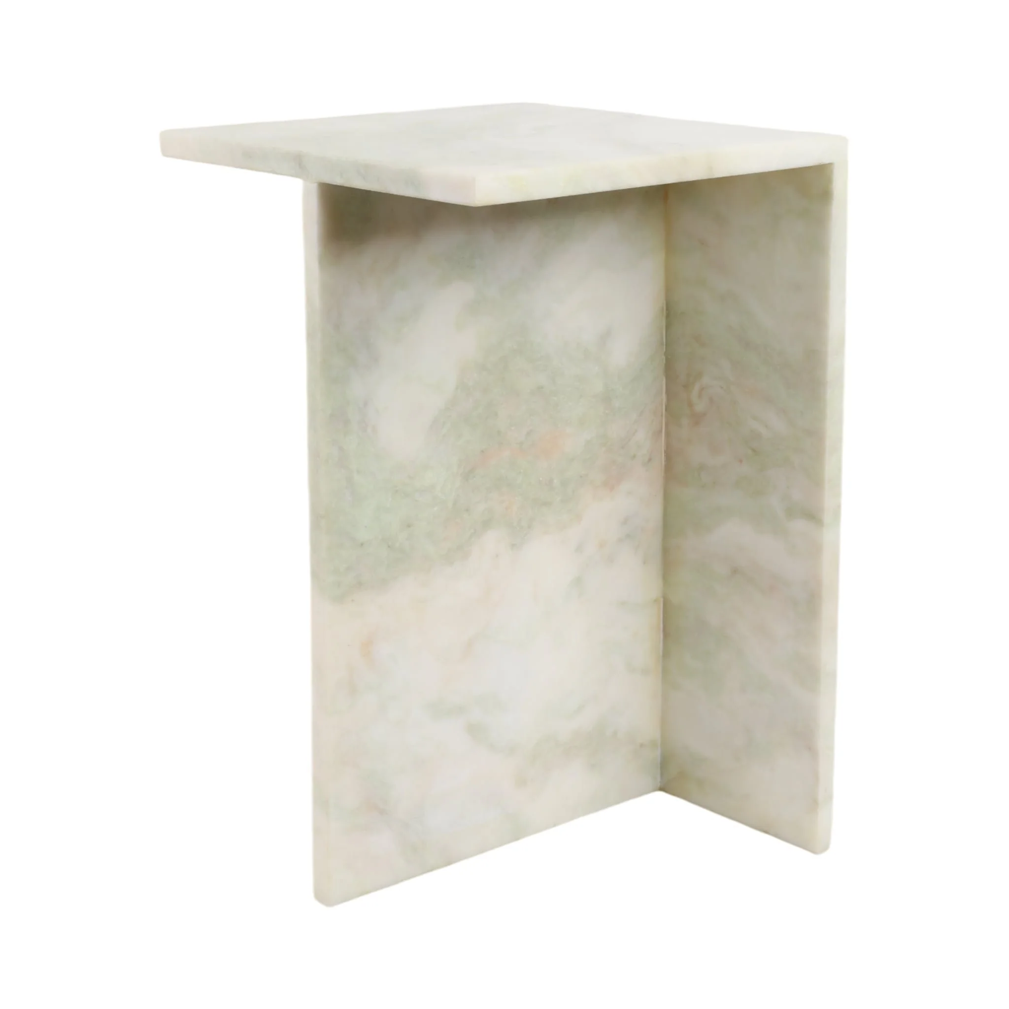 20x13" Square Marble Accent Table, Light Green - Image 2