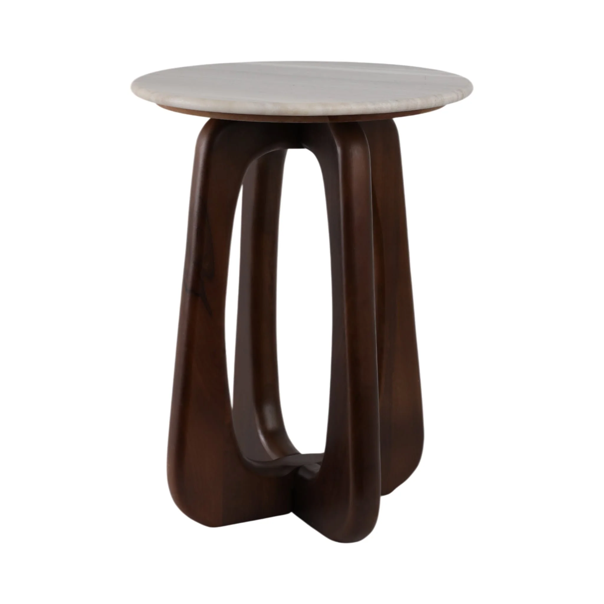 20x15" Marble Top Accent Table, Beige/brown - Image 2