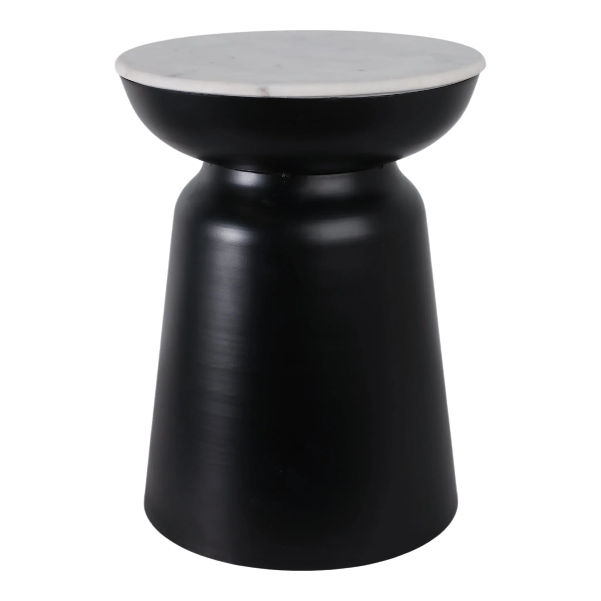 20x15" Metal Accent Table Marble Top, Black/white - Image 2