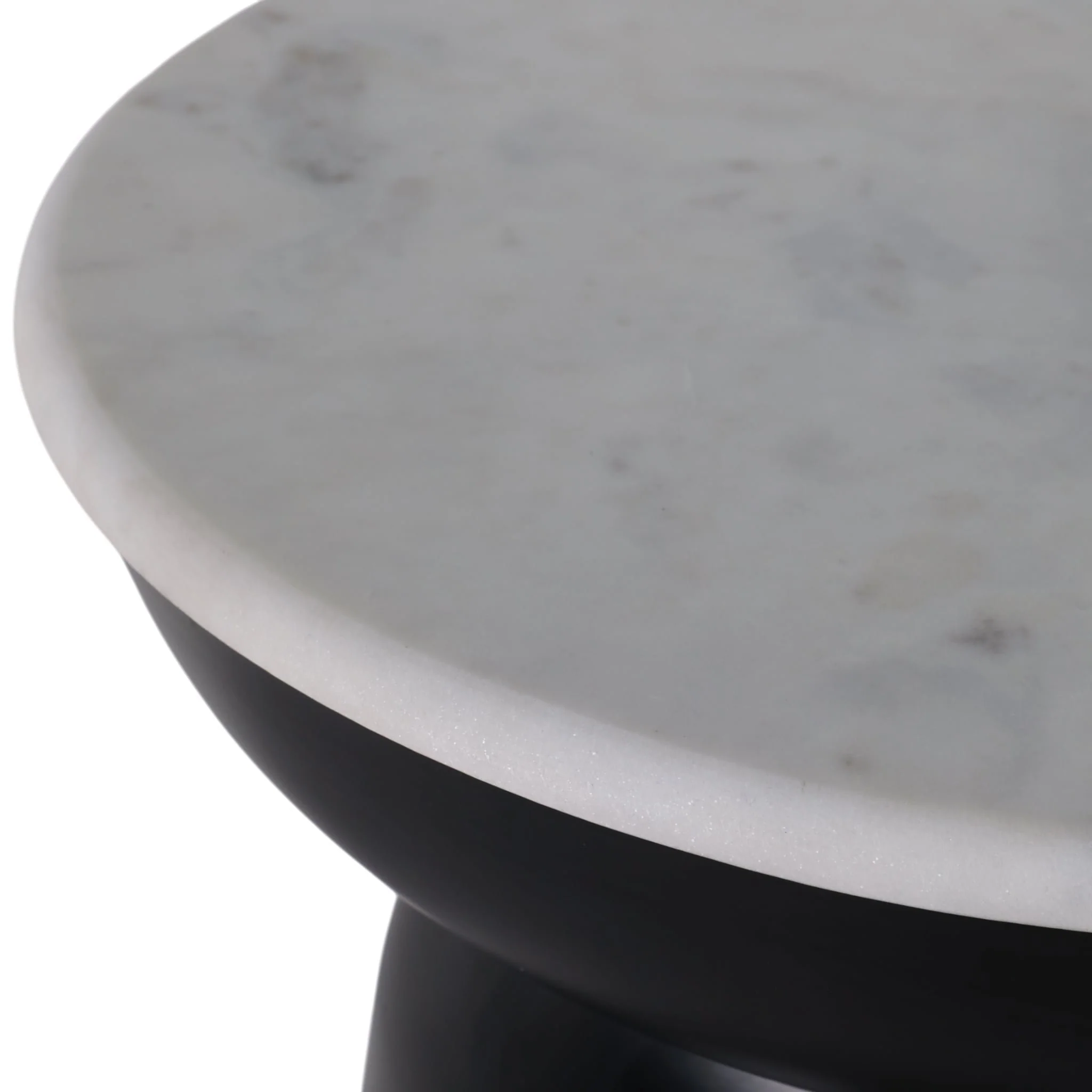 20x15" Metal Accent Table Marble Top, Black/white - Image 6