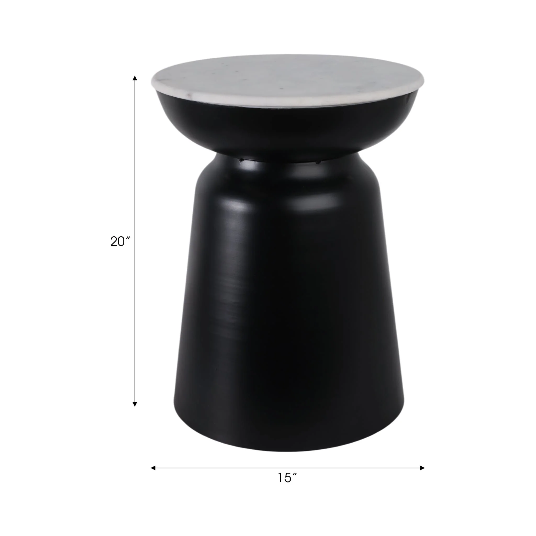 20x15" Metal Accent Table Marble Top, Black/white - Image 8