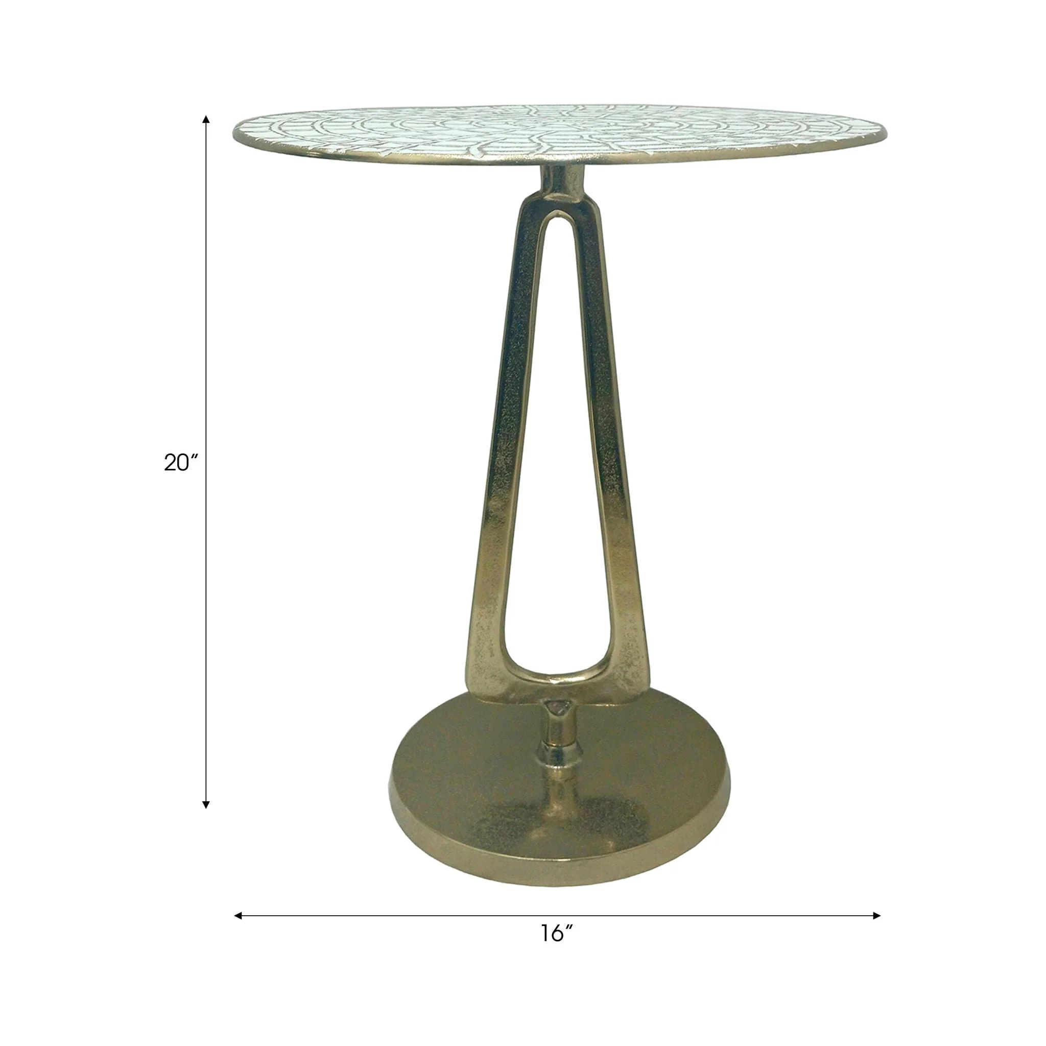 20x16" Seashell Pattern Top Accent Table, White/go - Image 5