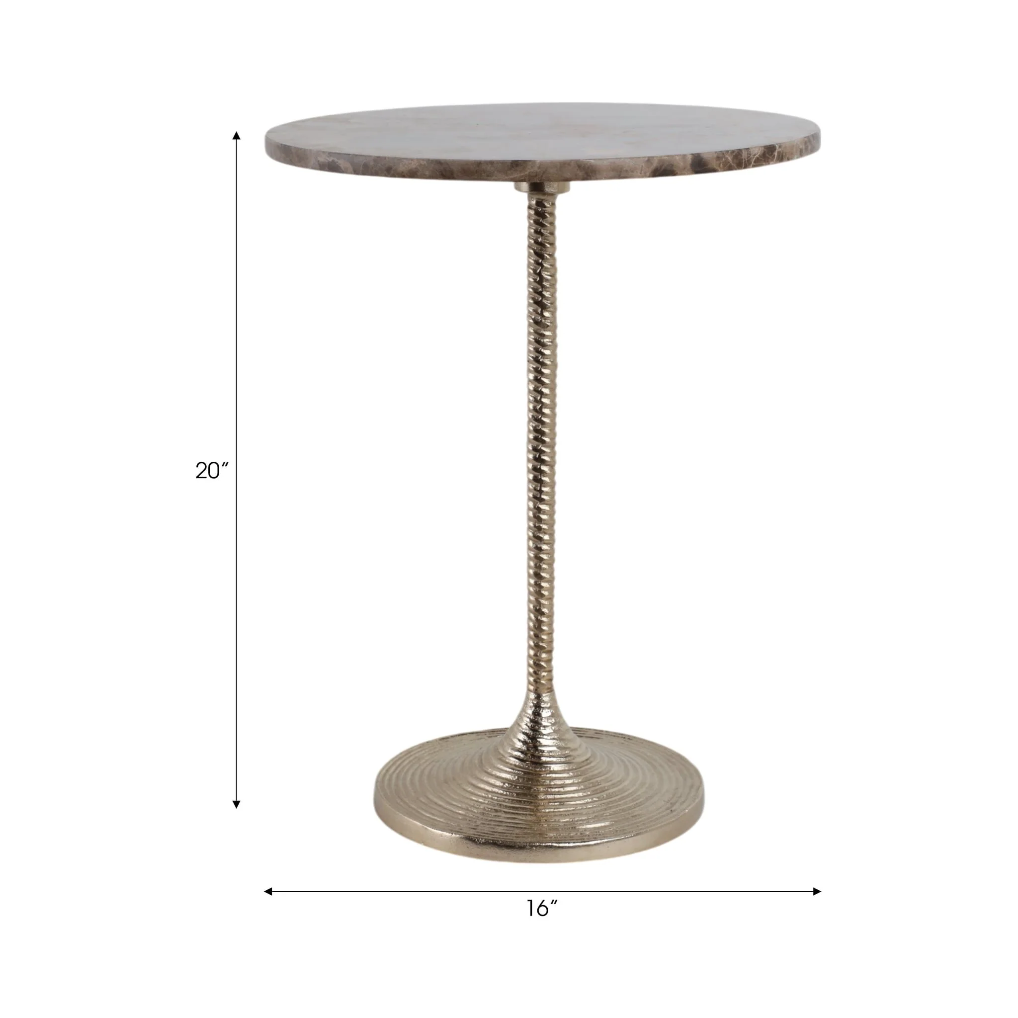 20x16" Twisted Accent Table Marble Top, Brown/gold - Image 8