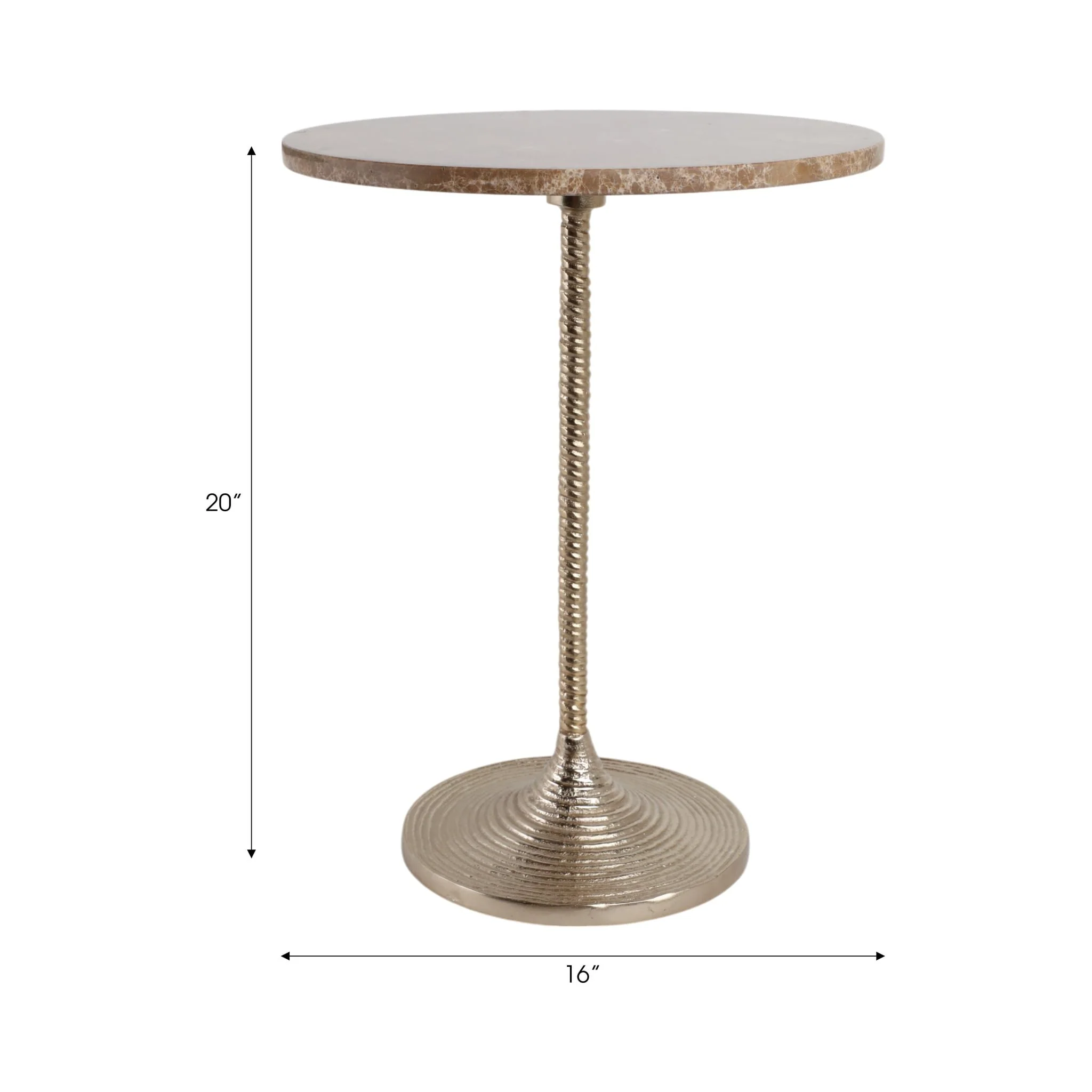 20x16" Twisted Accent Table Marble Top, Tan/gold - Image 8