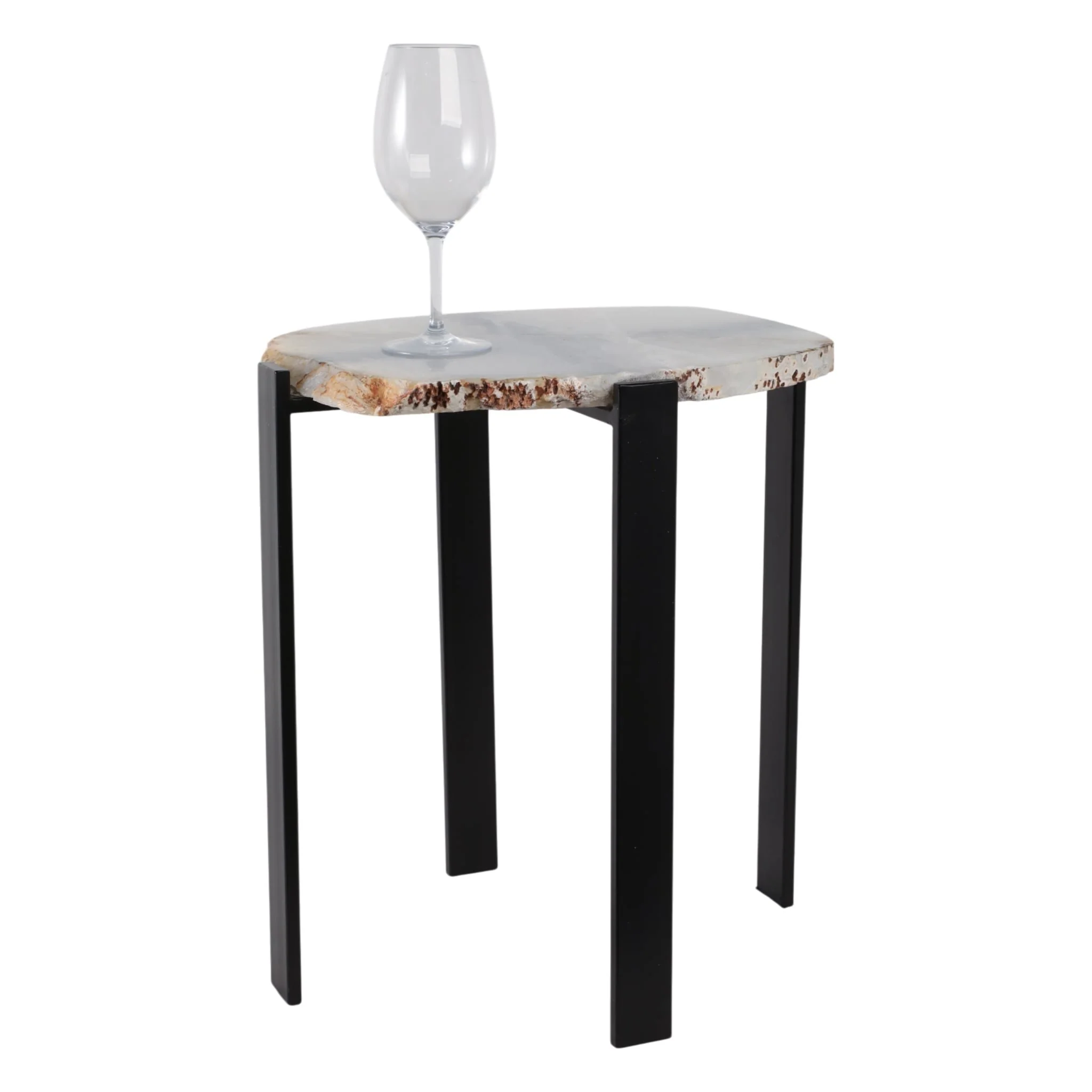 20x18" Raw Edge Agate Accent Table, White/black - Image 2