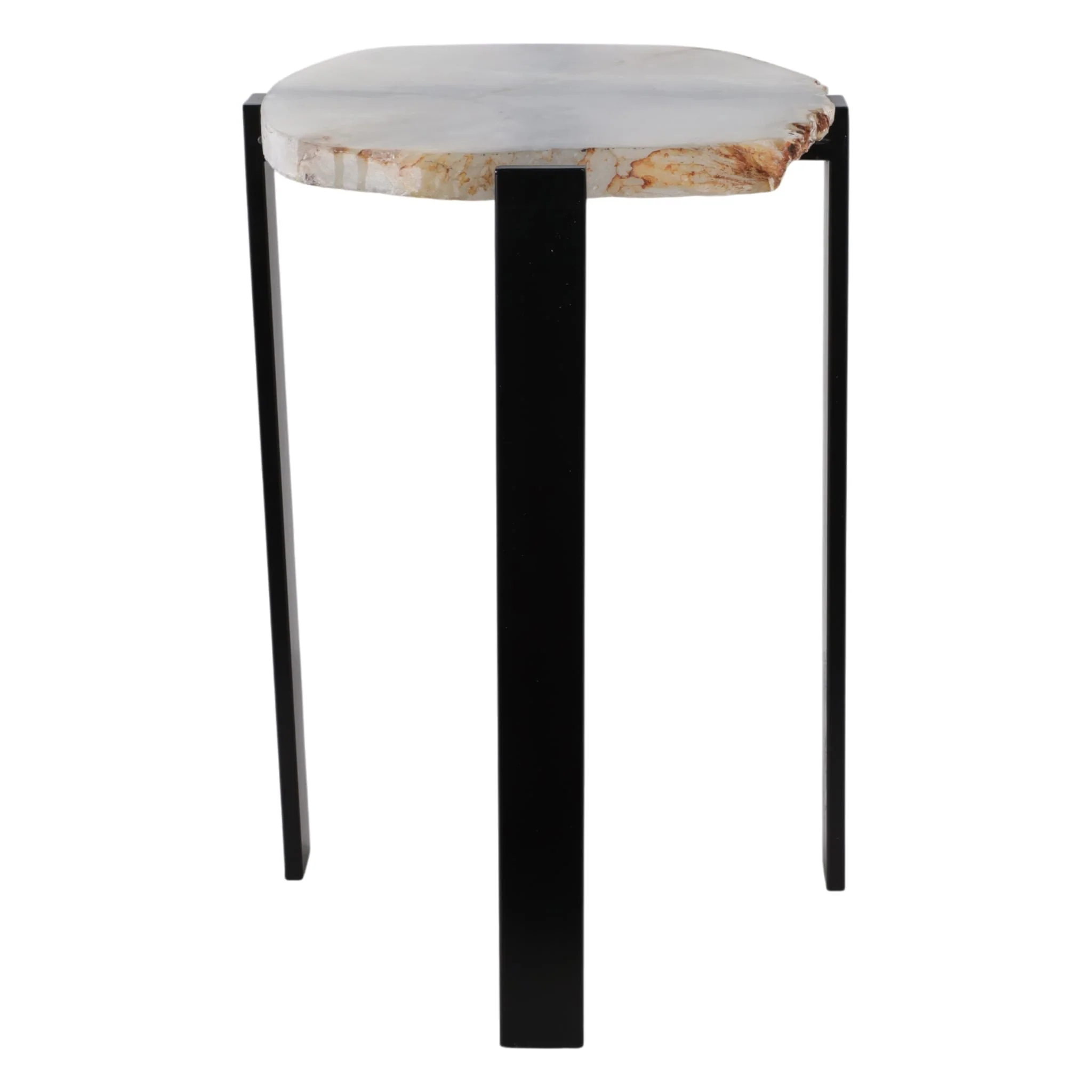 20x18" Raw Edge Agate Accent Table, White/black - Image 3