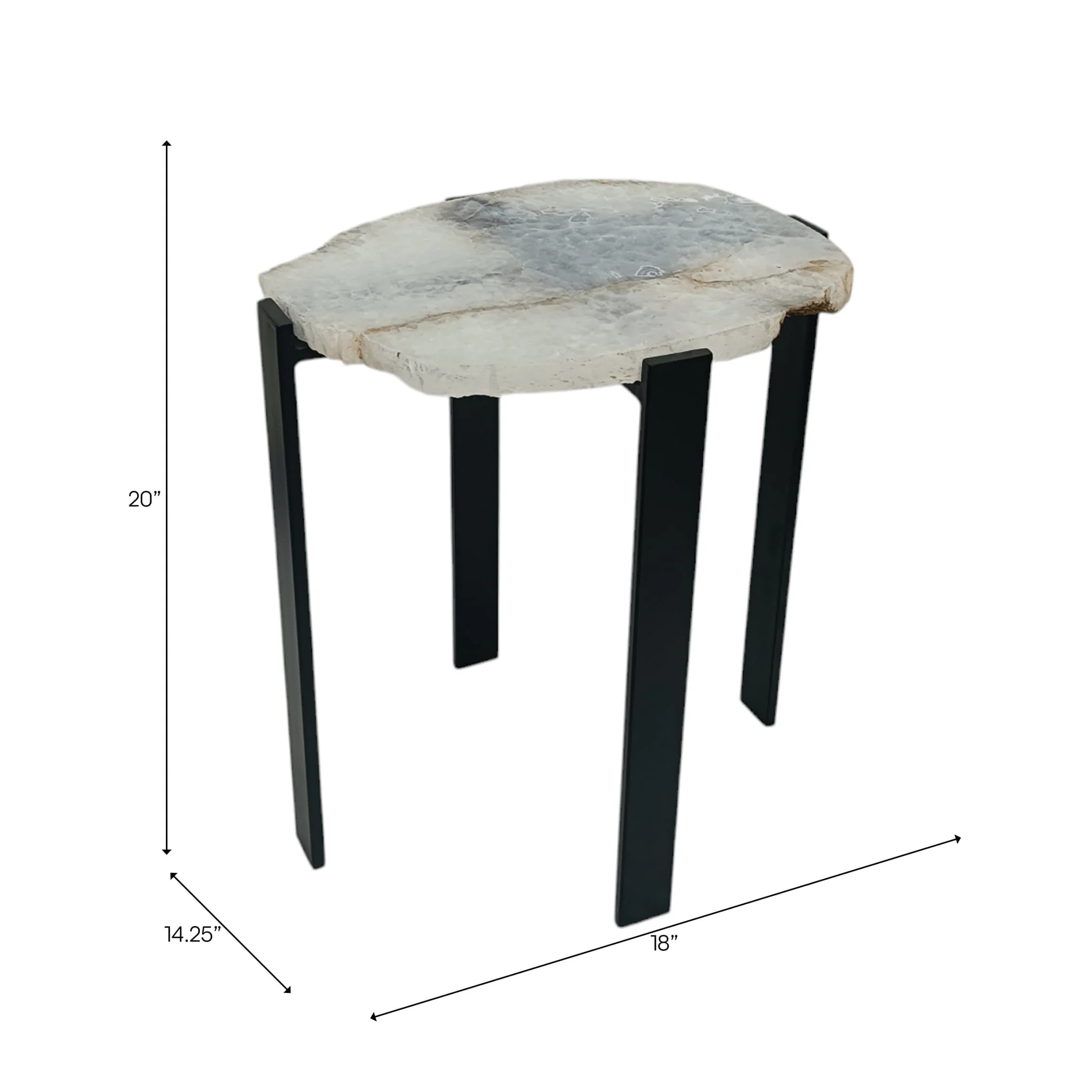 20x18" Raw Edge Agate Accent Table, White/black - Image 8