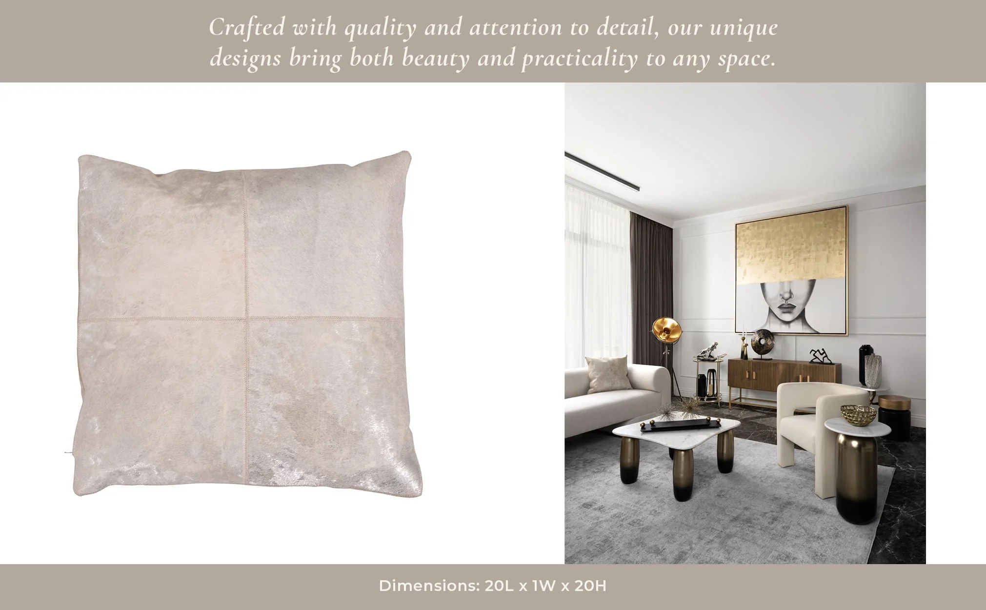 20x20" Leather, Square Patch Decorative Pillow, Iv - Image 10