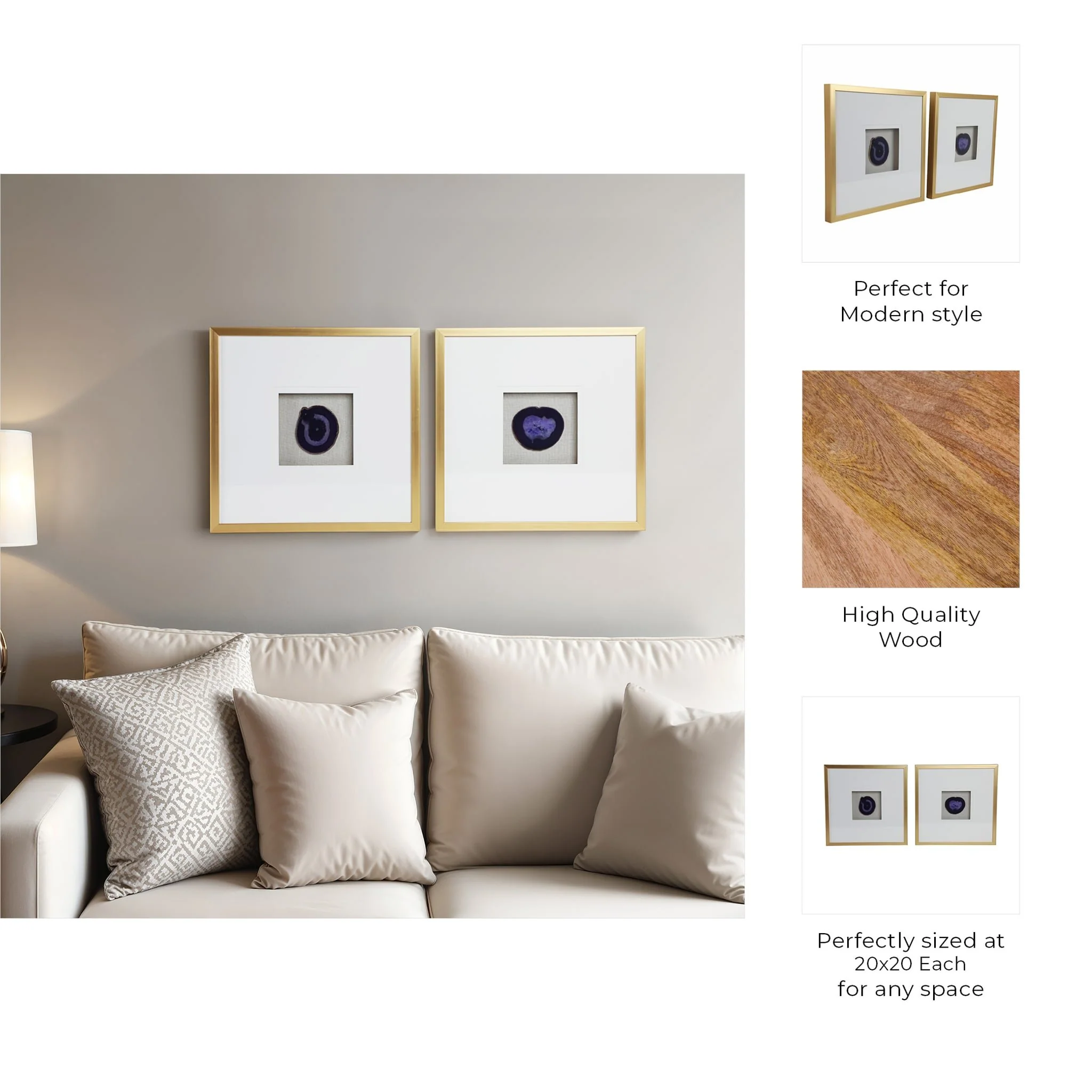 20x20 S/2 Framed Agate, Purple - Image 10