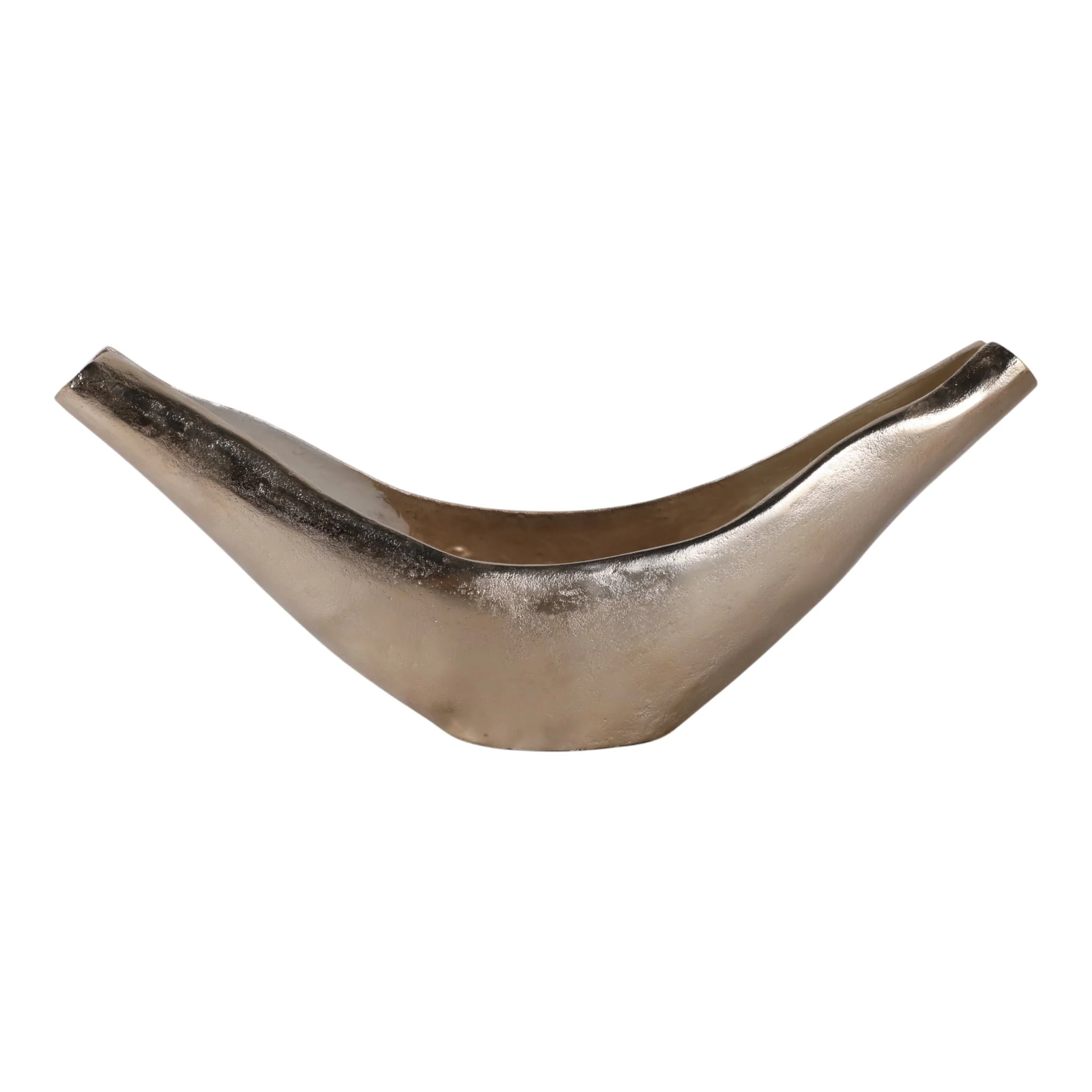 20x8" V-shaped Metal Bowl, Gold/tan