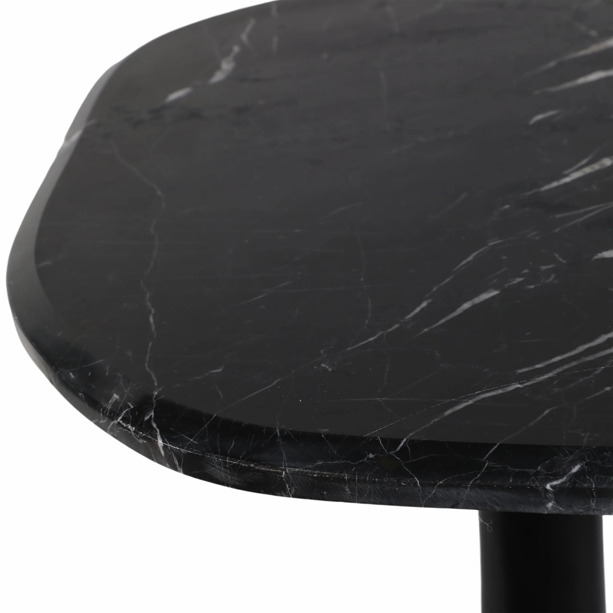 21" Curved Top Marble Accent Table, Blk - Image 5