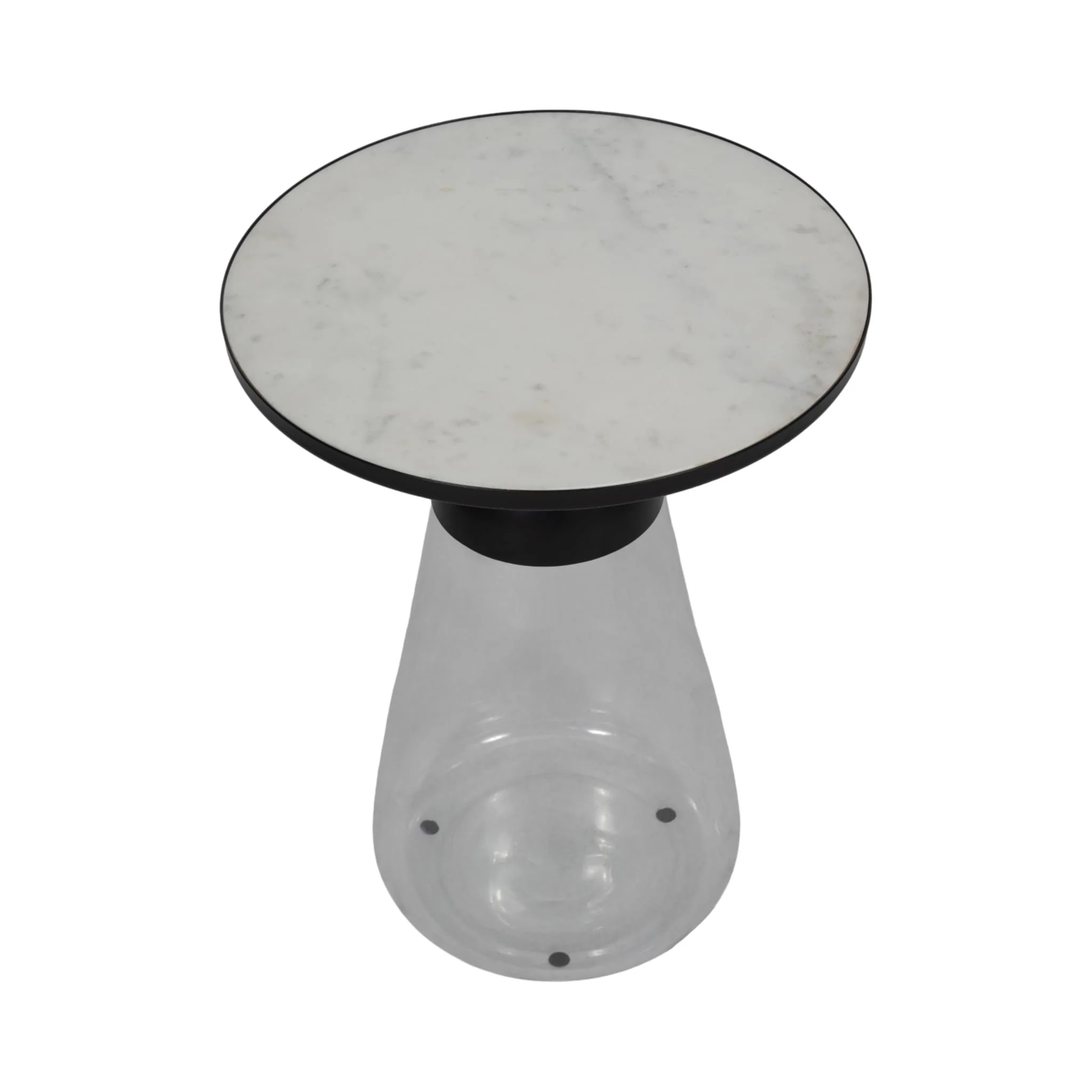 21" Glass Accent Table Marble Top, White/clear - Image 3