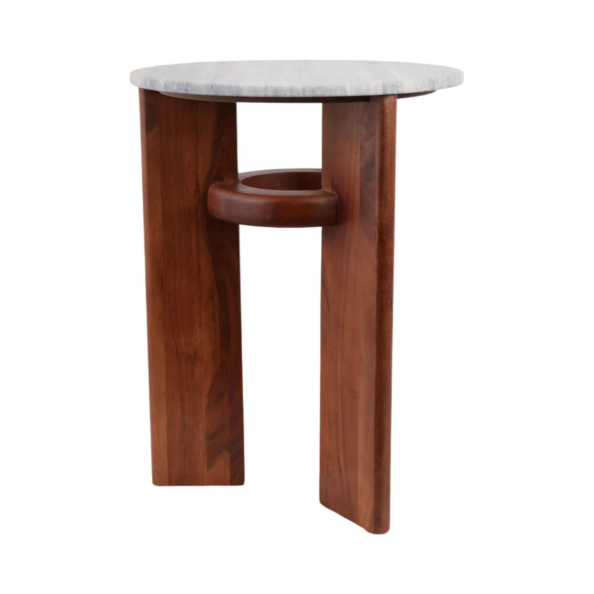 21" Slanted Legs Accent Table Marble Top, Brown - Image 3