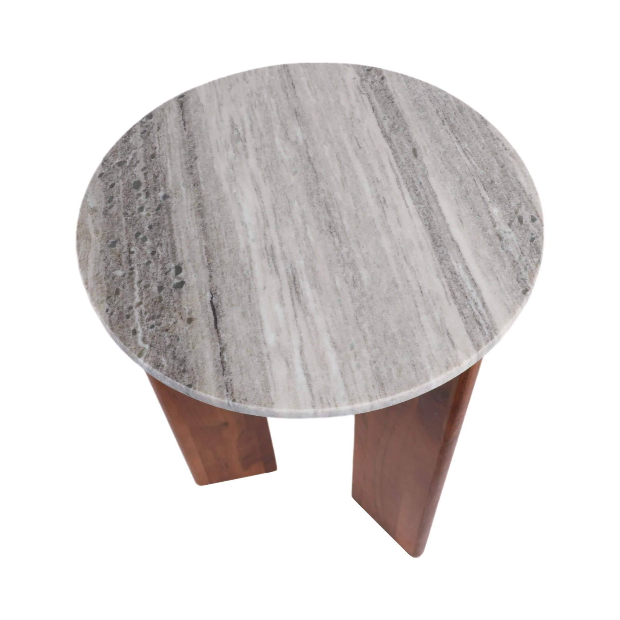 21" Slanted Legs Accent Table Marble Top, Brown - Image 7