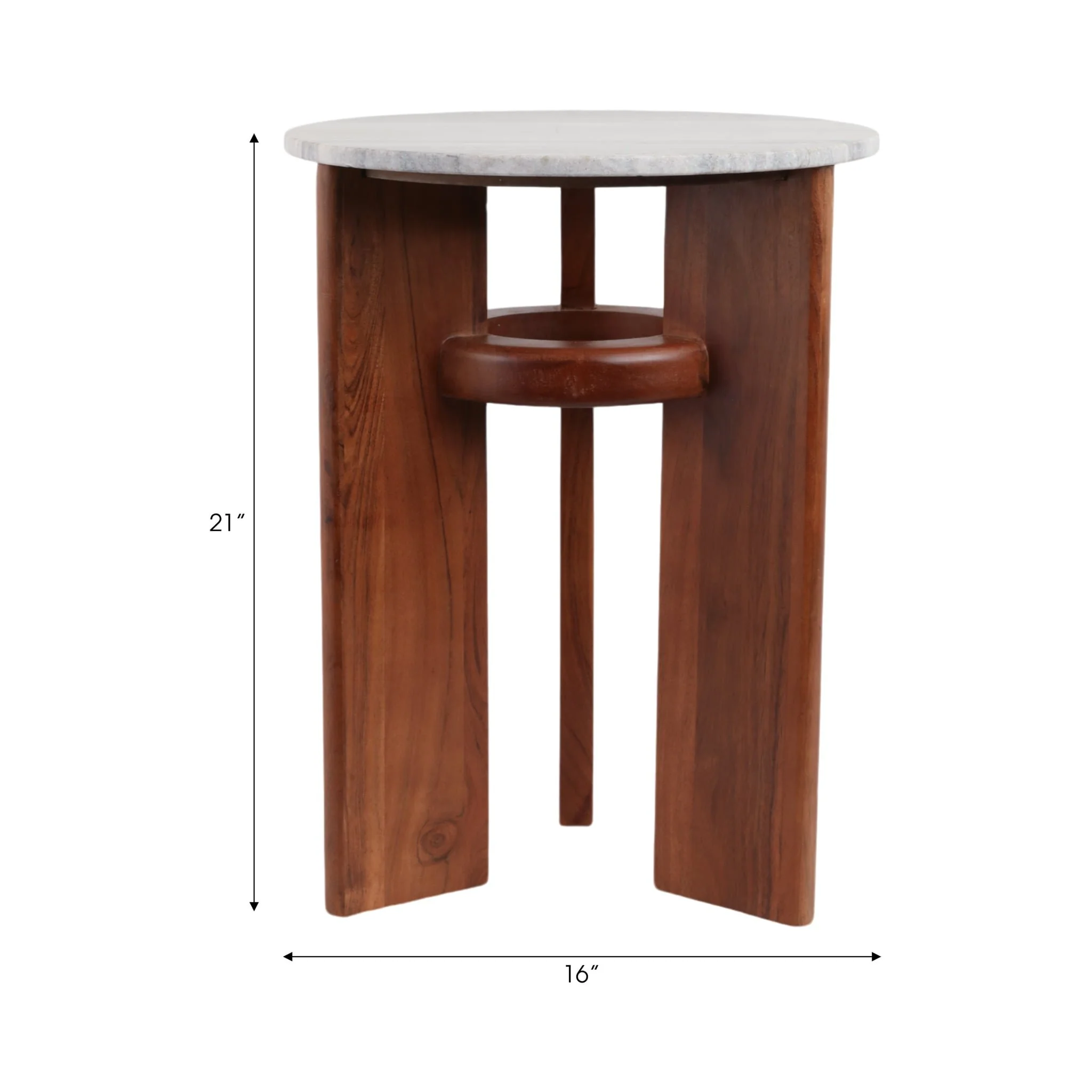 21" Slanted Legs Accent Table Marble Top, Brown - Image 9