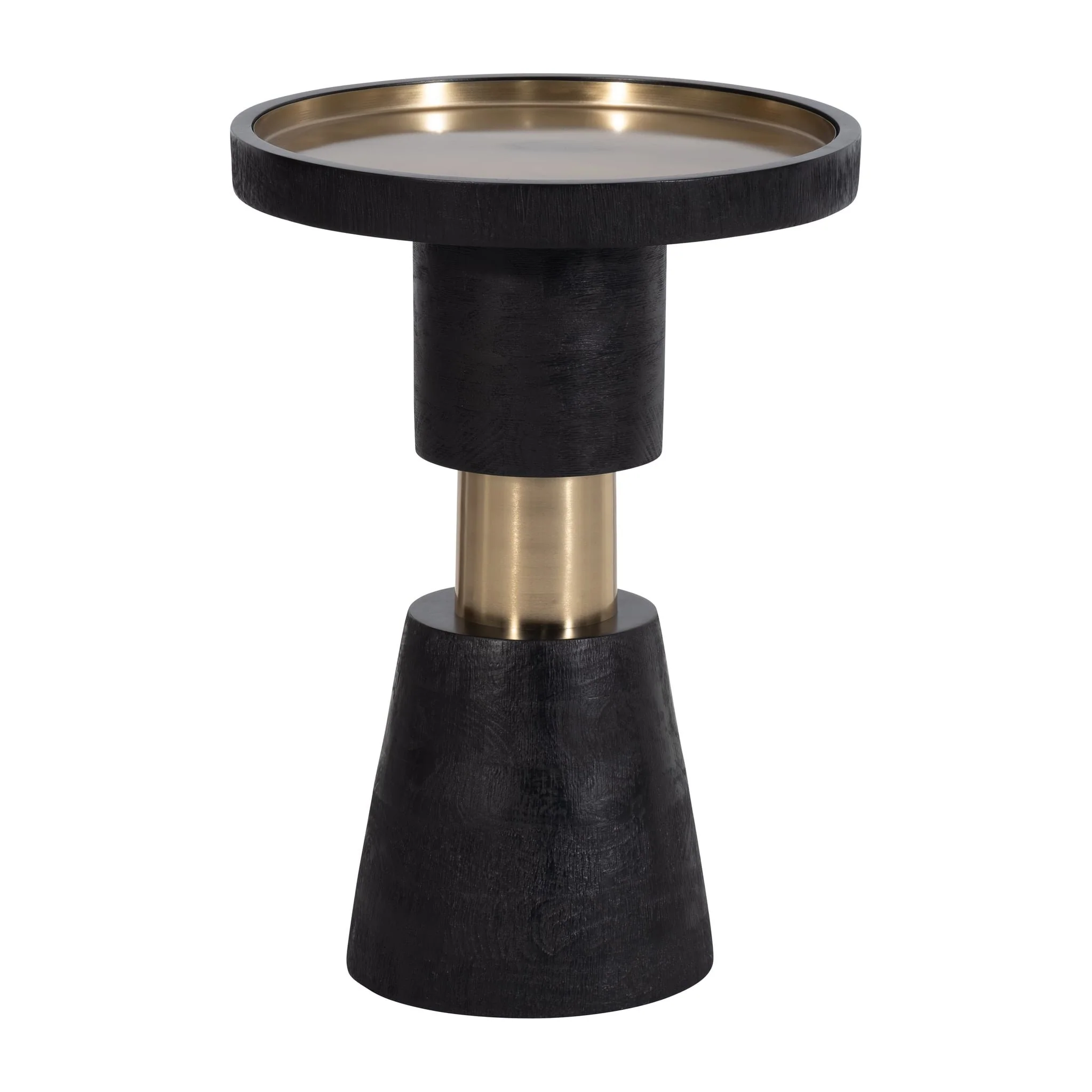 21" Wood, Metal Top Side Table, Black & Gold - Image 2