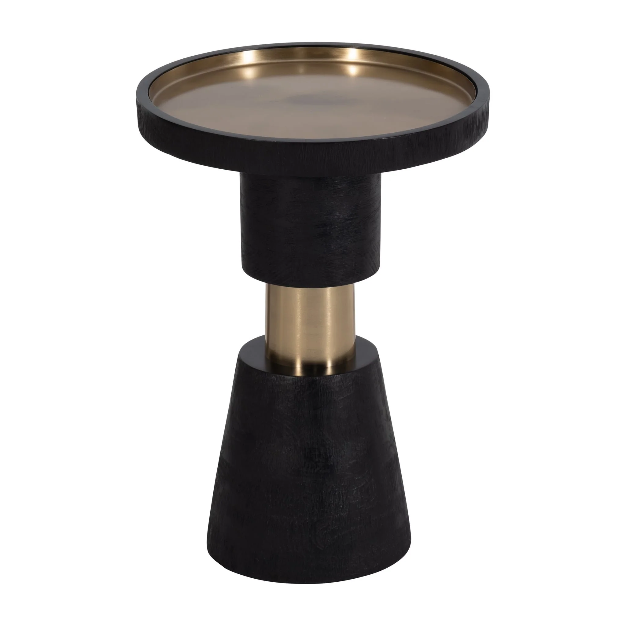 21" Wood, Metal Top Side Table, Black & Gold - Image 3