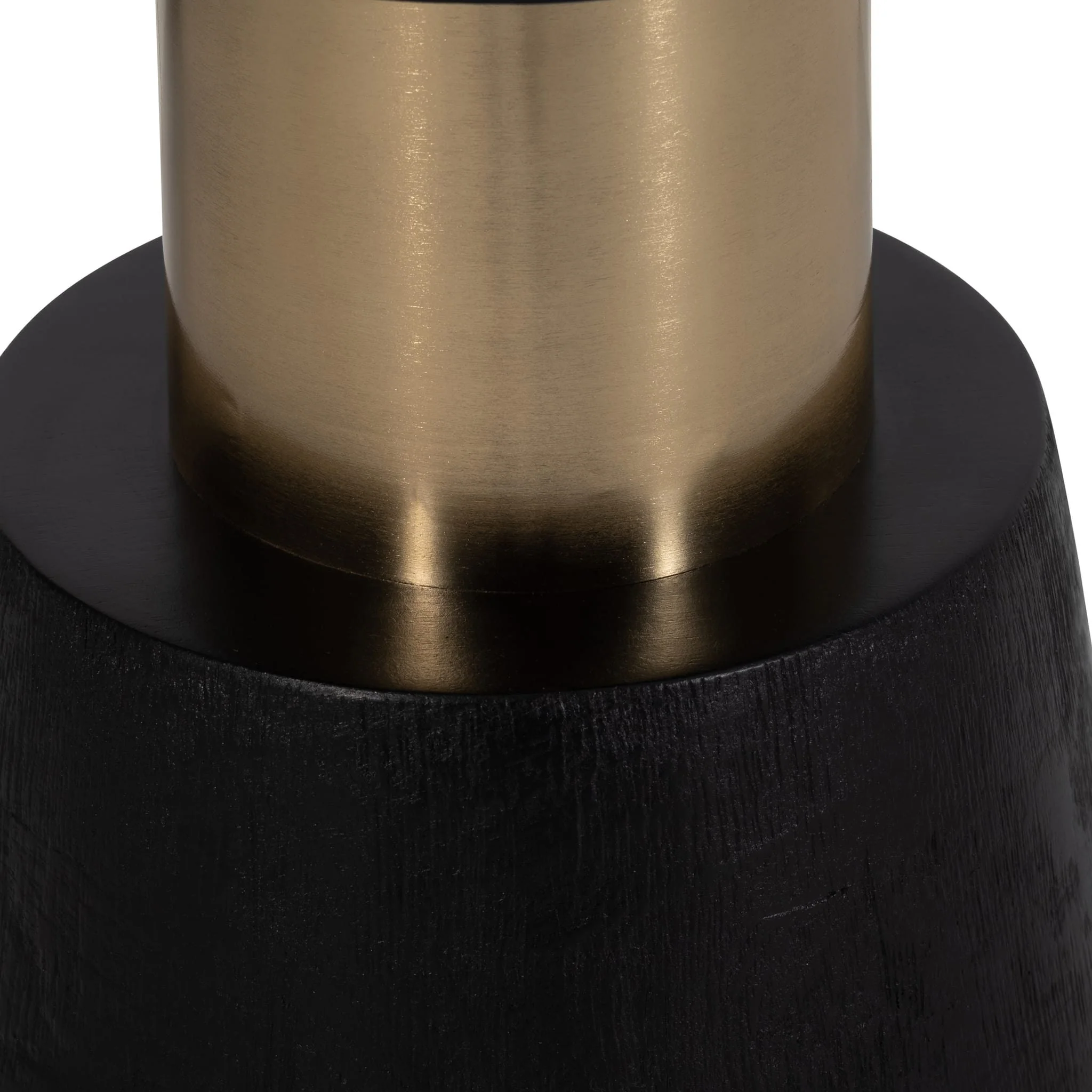 21" Wood, Metal Top Side Table, Black & Gold - Image 5
