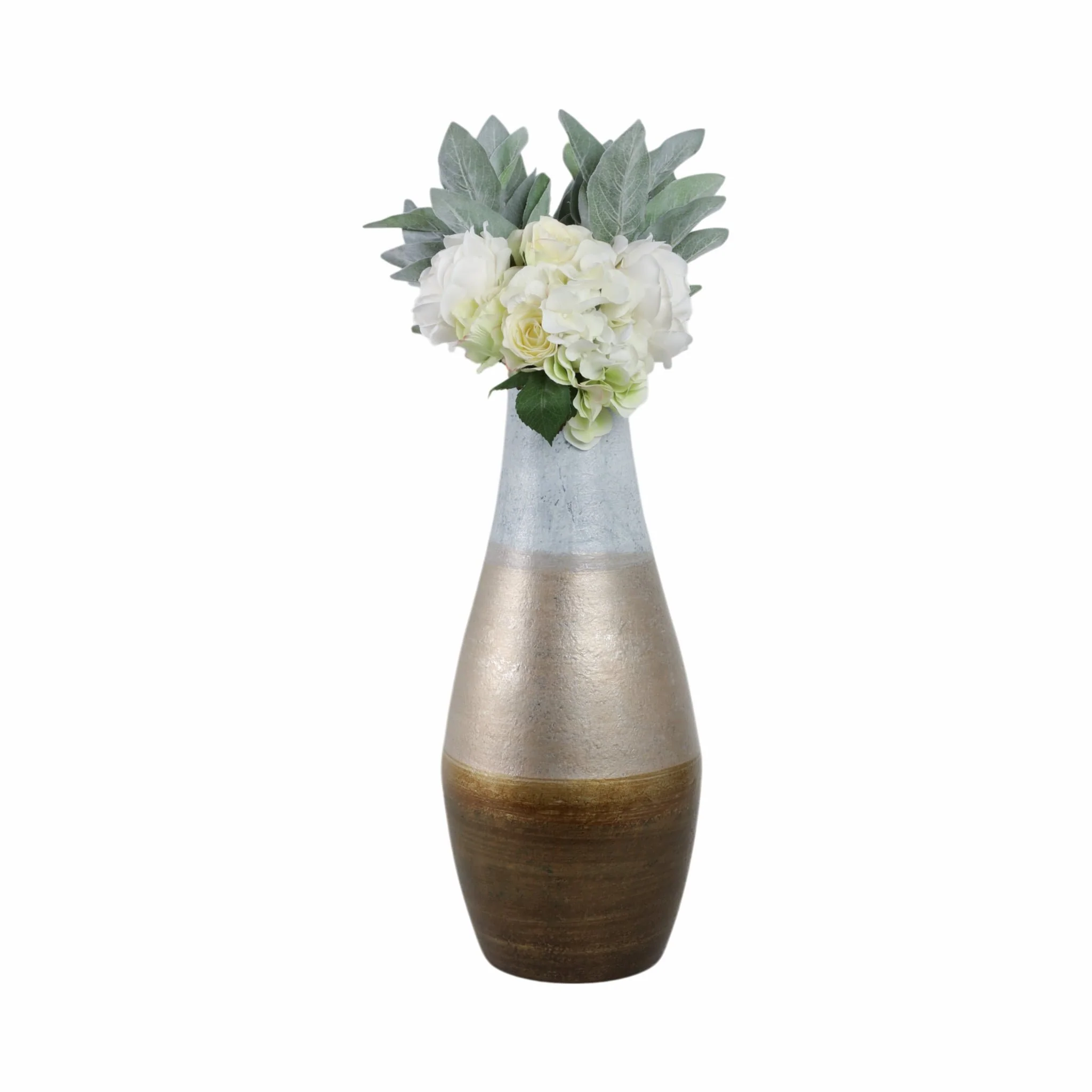 21"gold Ombre Metal Hourglss Vase,wht/gld - Image 2