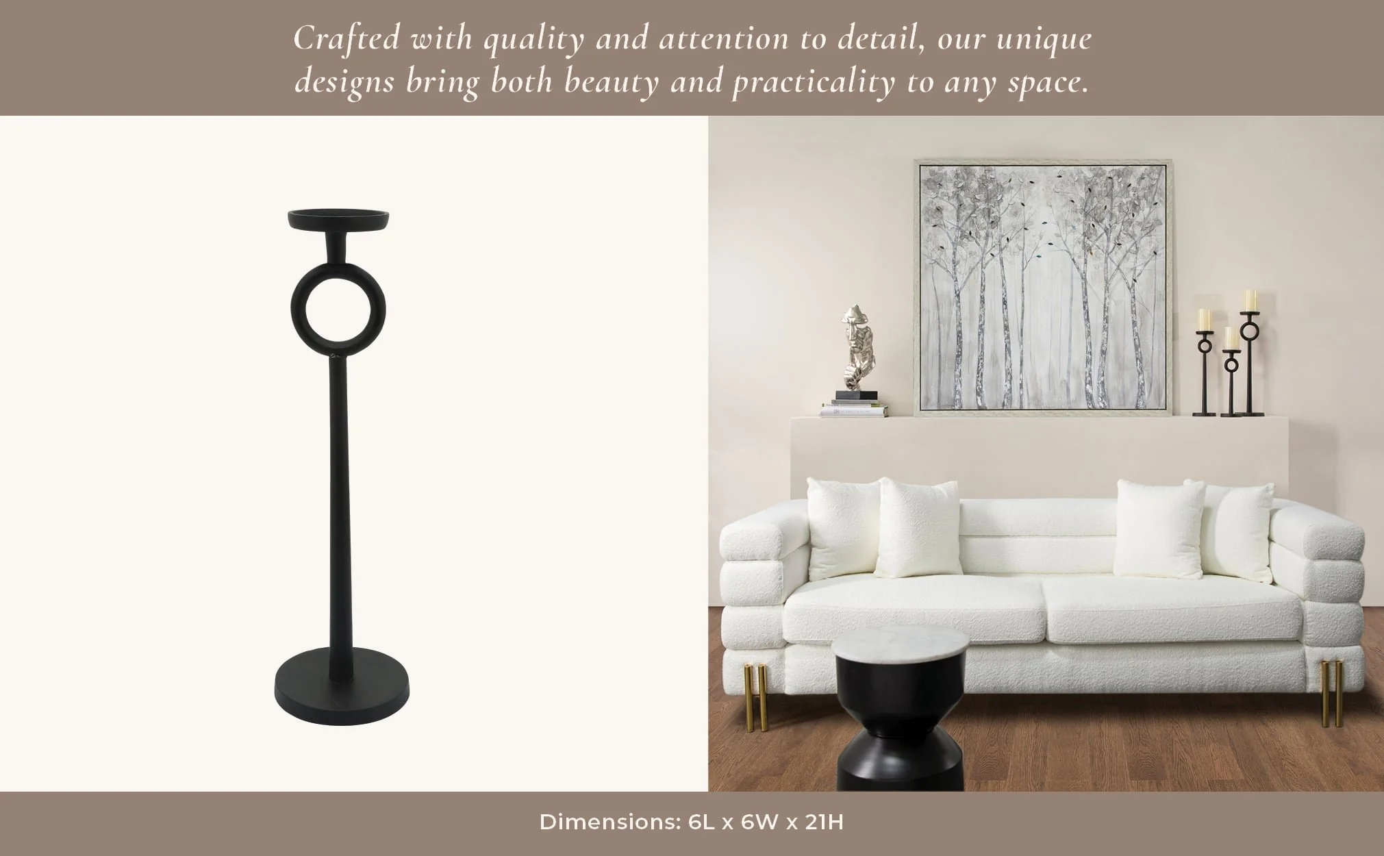 21"h Metal Candle Holder, Black - Image 10