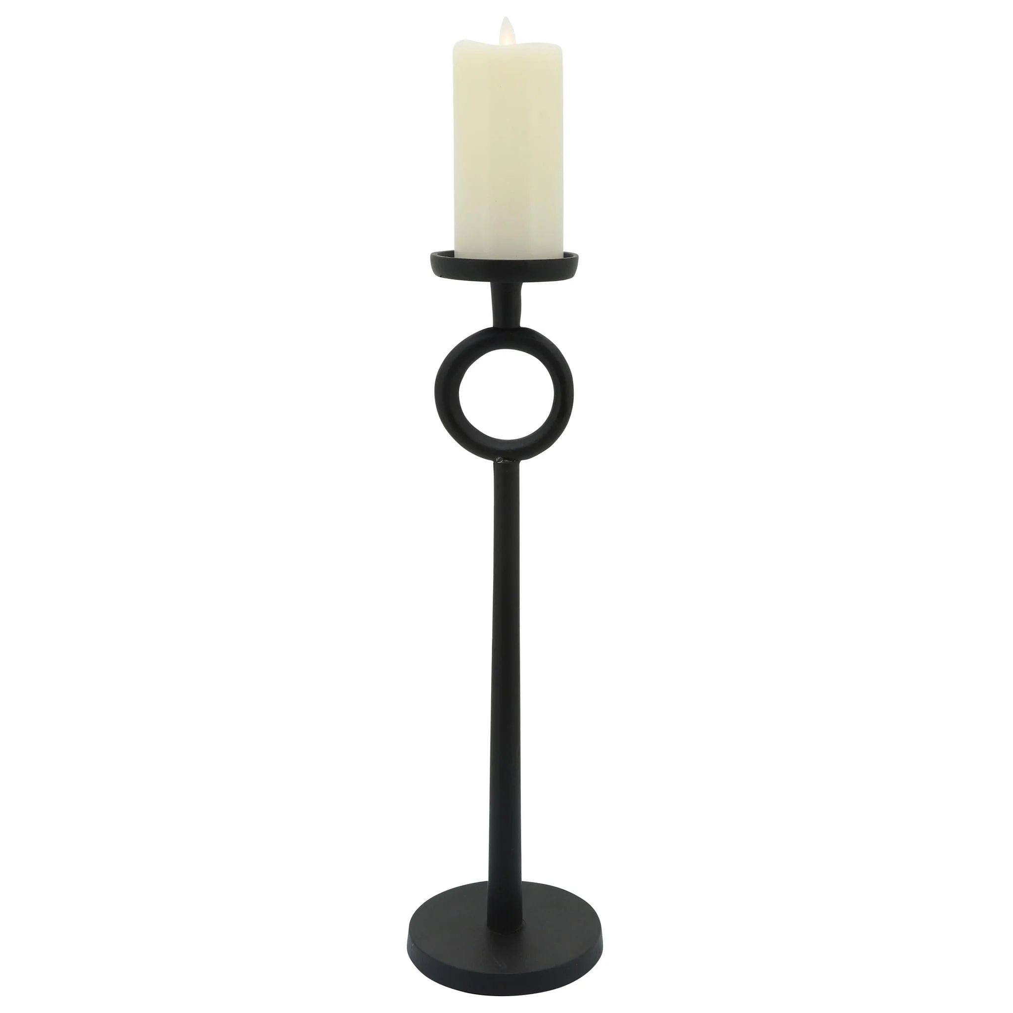 21"h Metal Candle Holder, Black - Image 2