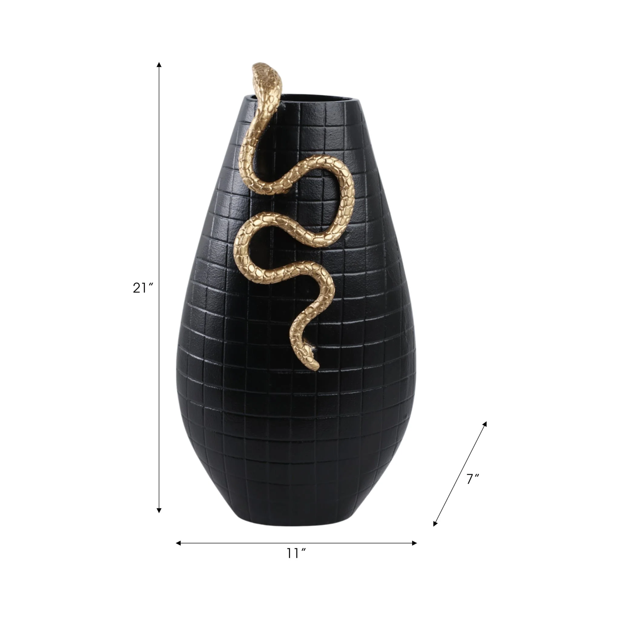 21x11" Curved Snake On Vase, Black/gold - Image 8