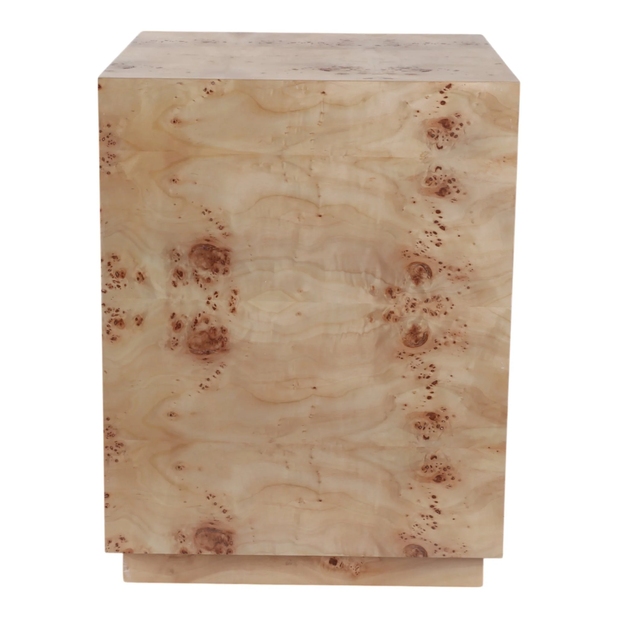 21x16" Burl Wood Block Accent Table, Tan - Image 3