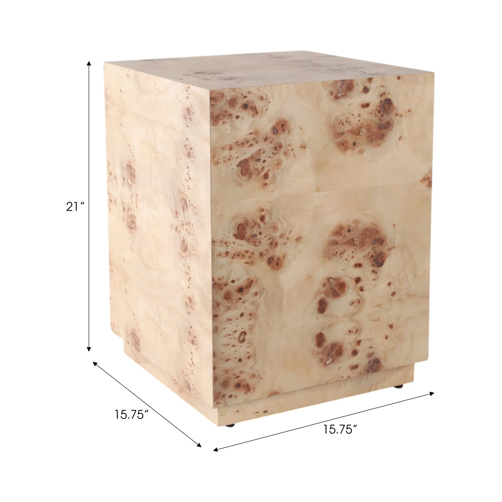 21x16" Burl Wood Block Accent Table, Tan - Image 8