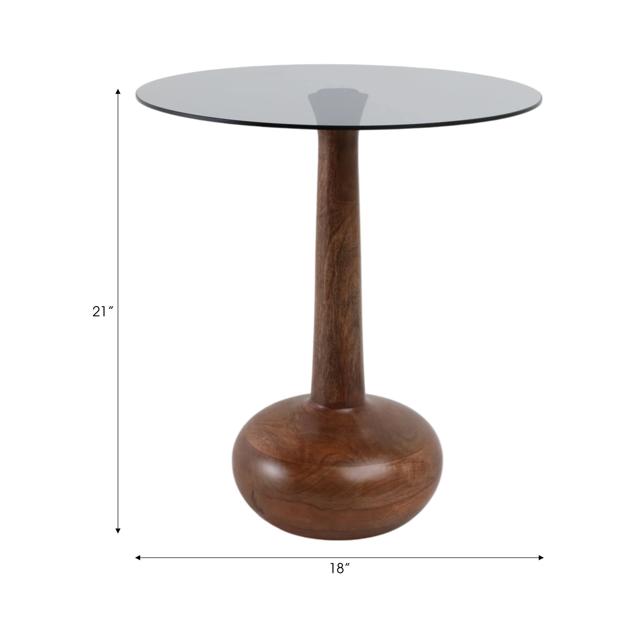 21x18" Smoke Glass Top Teardrop Accent Table, Brow - Image 8