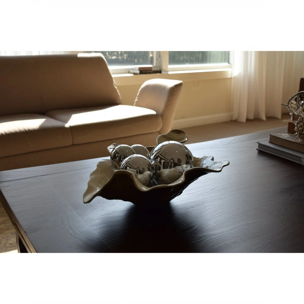 21x20" Free-form Metal Bowl, Tan Multi - Image 11