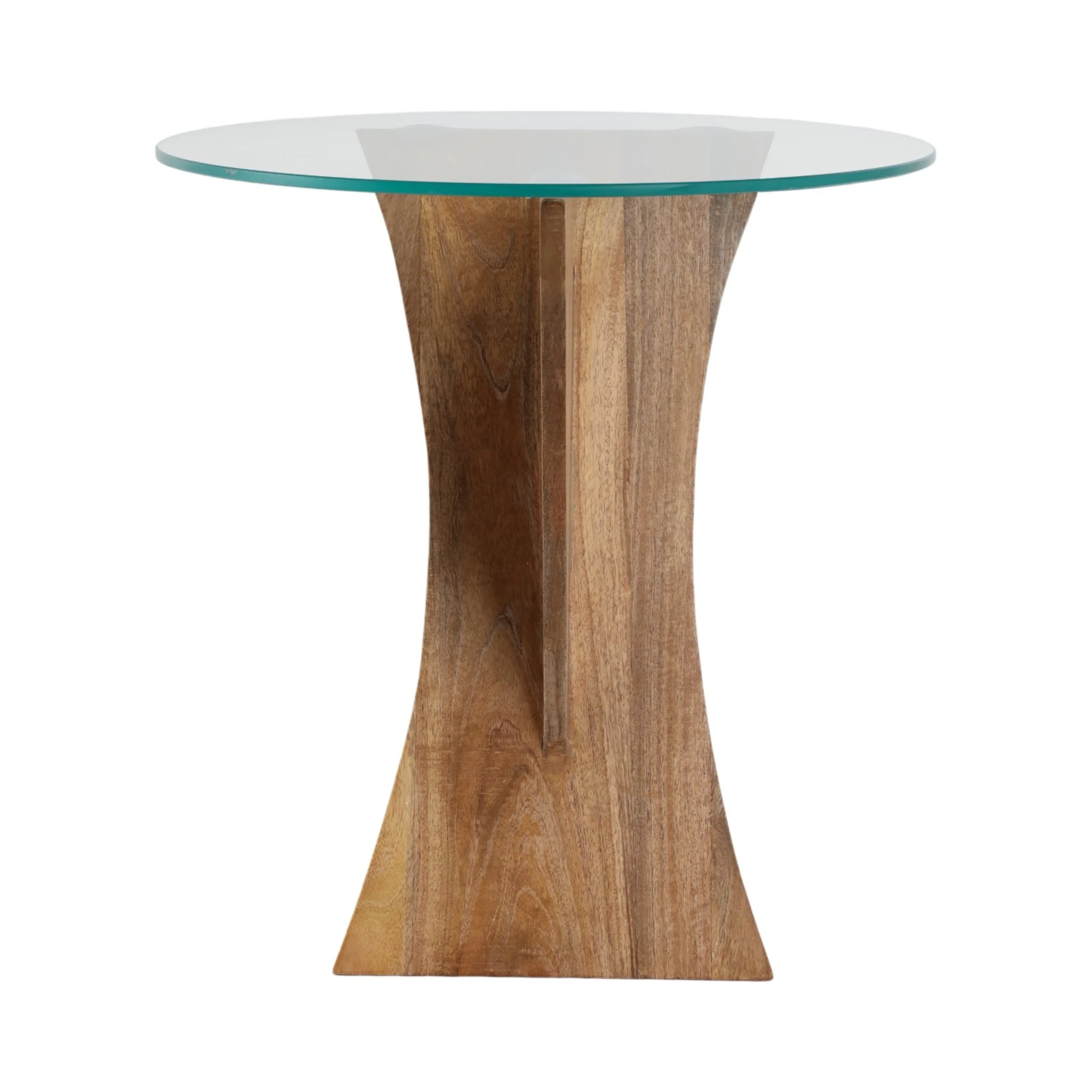 21x20" Glass Top Criss Cross Accent Table, Natural - Image 3