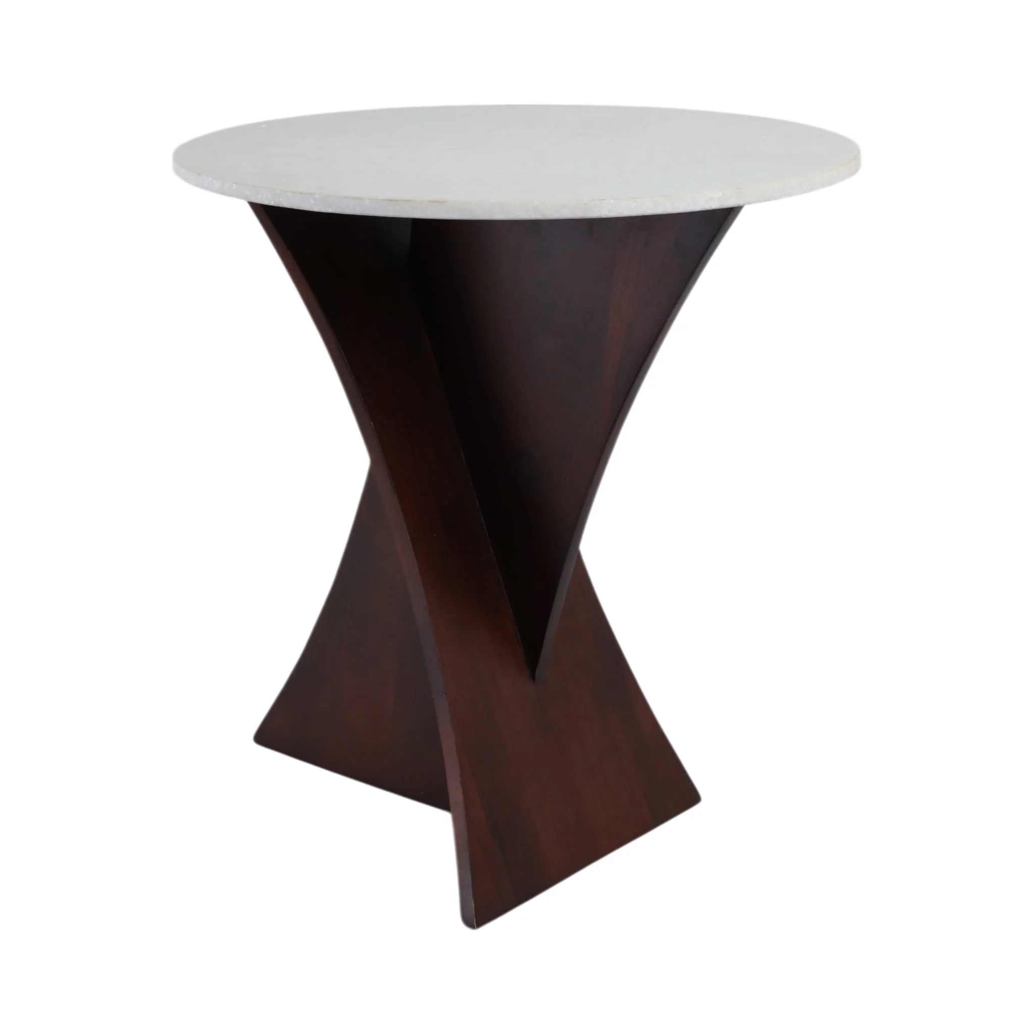 21x20" Marble Top Criss Cross Accent Table, White/ - Image 2