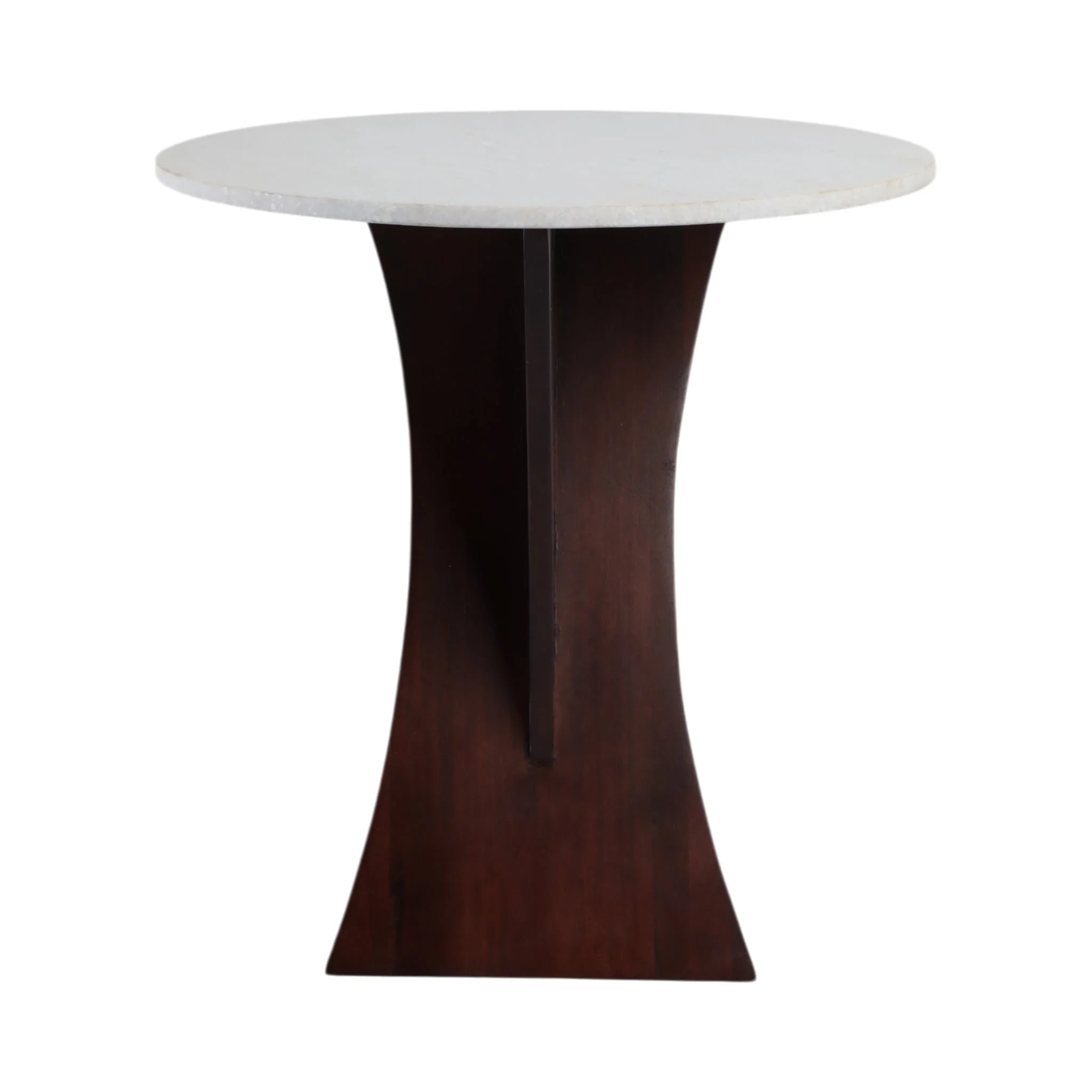 21x20" Marble Top Criss Cross Accent Table, White/ - Image 3